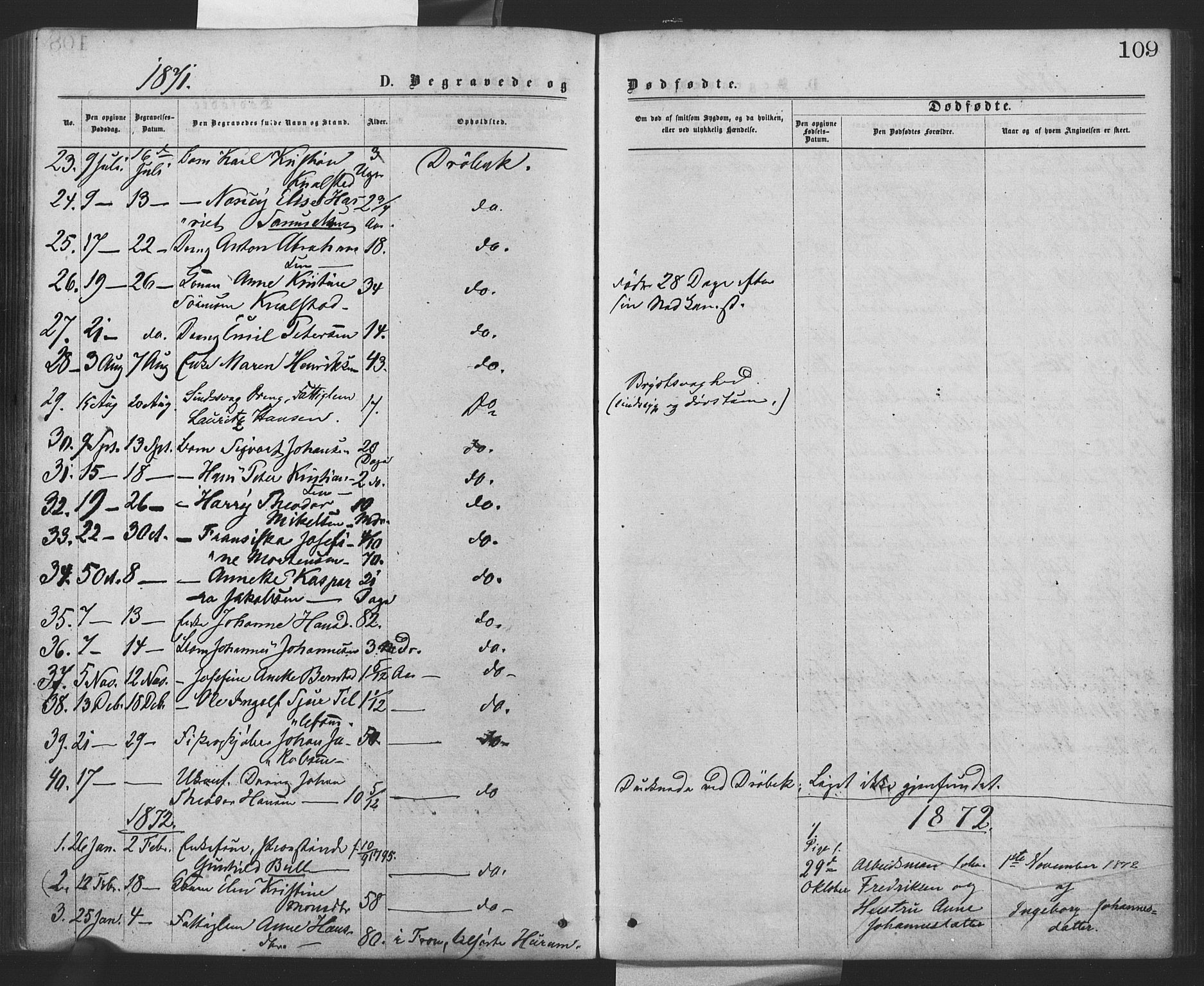 Drøbak prestekontor Kirkebøker, SAO/A-10142a/F/Fa/L0003: Parish register (official) no. I 3, 1871-1877, p. 109