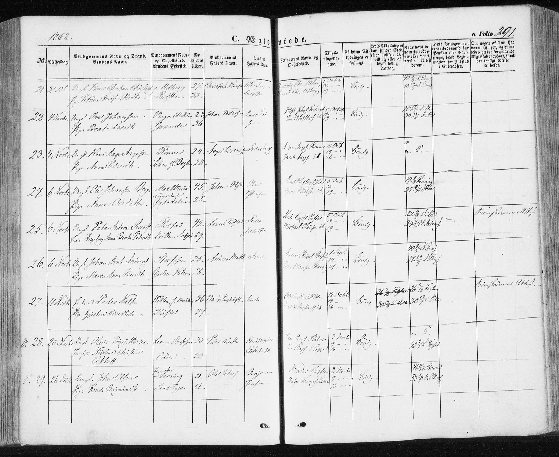Ministerialprotokoller, klokkerbøker og fødselsregistre - Sør-Trøndelag, SAT/A-1456/659/L0737: Parish register (official) no. 659A07, 1857-1875, p. 291