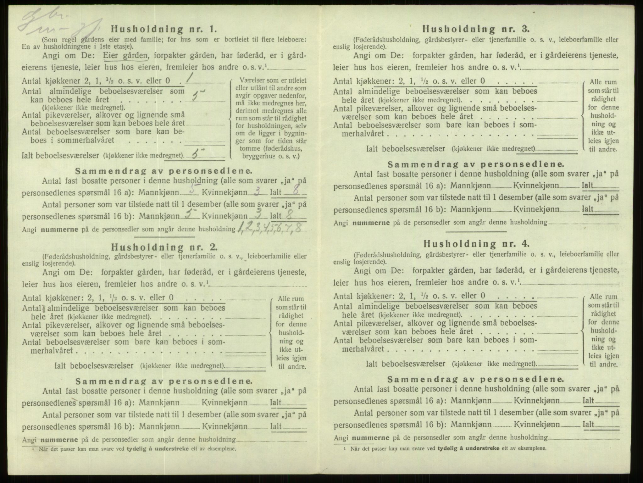SAB, 1920 census for Davik, 1920, p. 1020