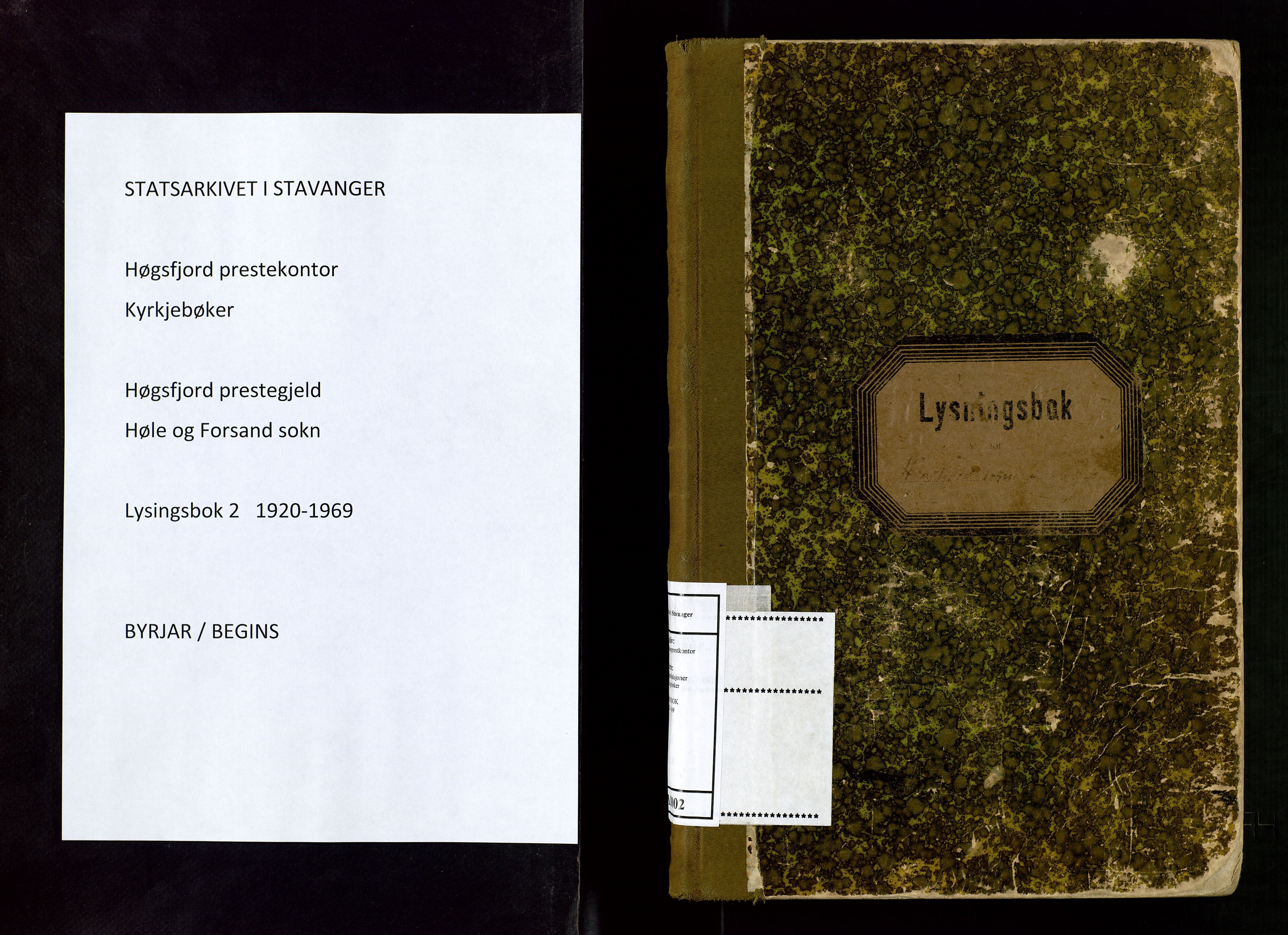 Høgsfjord sokneprestkontor, AV/SAST-A-101624/I/Ie/L0002: Banns register no. 2, 1920-1969