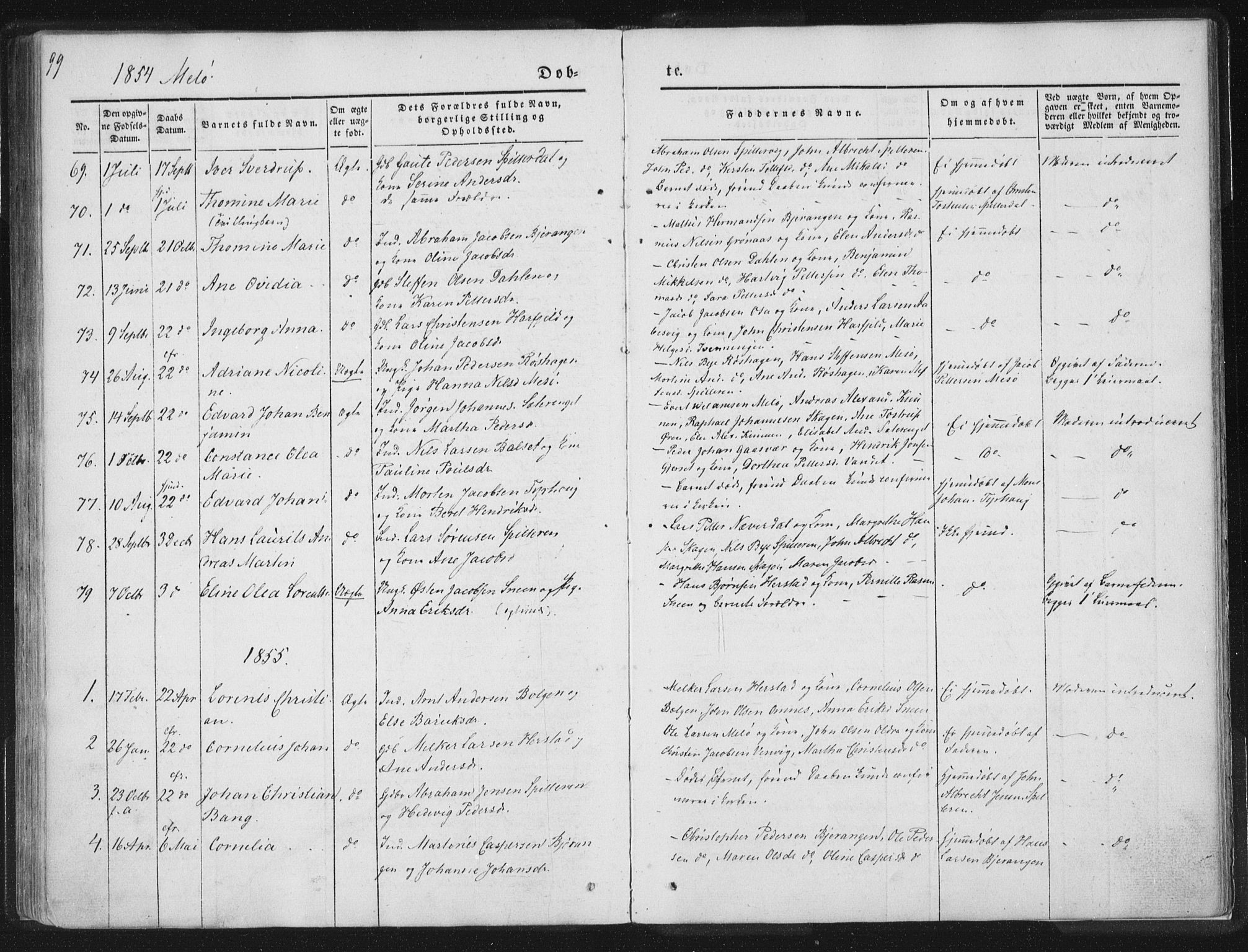 Ministerialprotokoller, klokkerbøker og fødselsregistre - Nordland, SAT/A-1459/841/L0602: Parish register (official) no. 841A08 /2, 1845-1859, p. 99