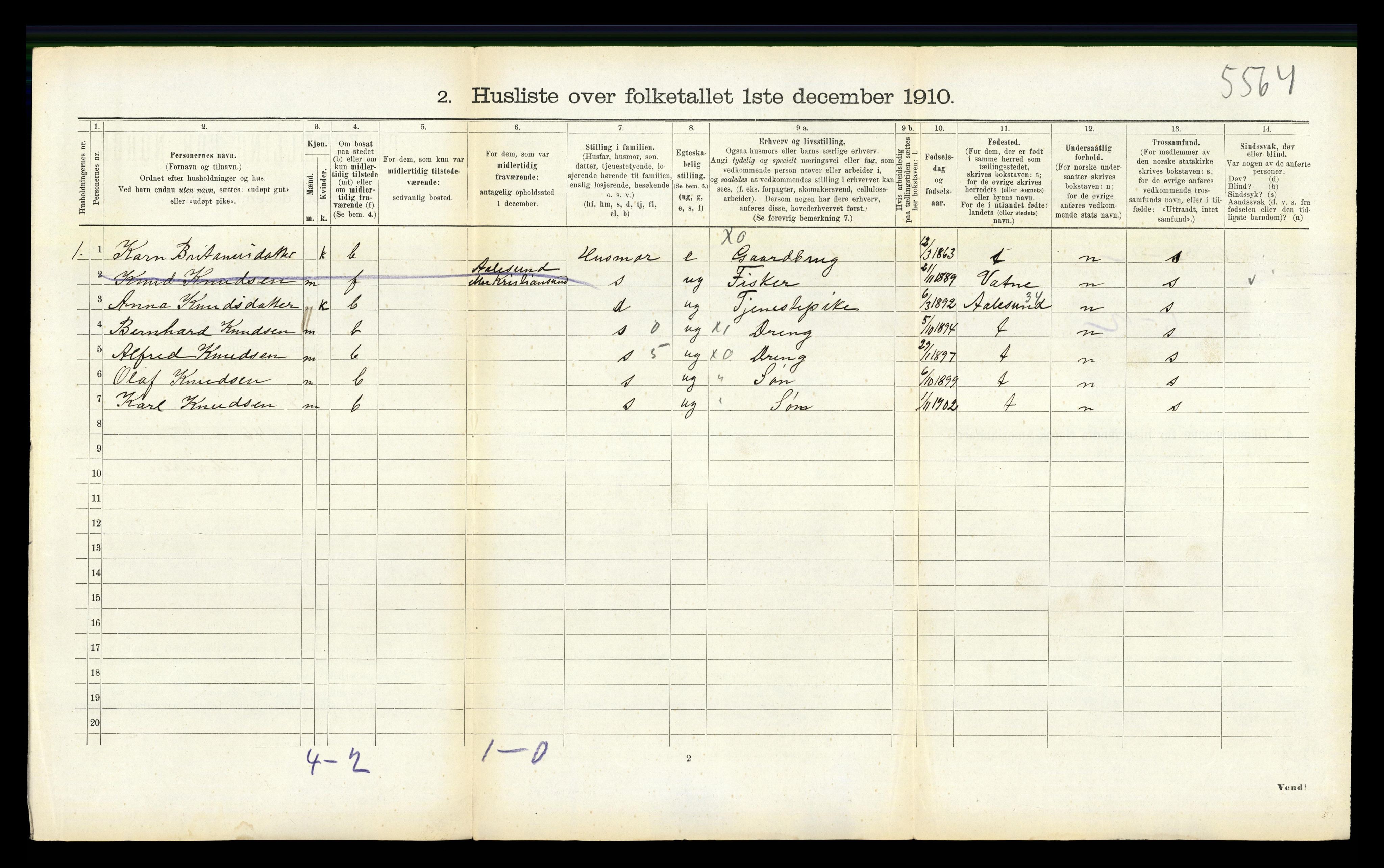 RA, 1910 census for Skodje, 1910, p. 238