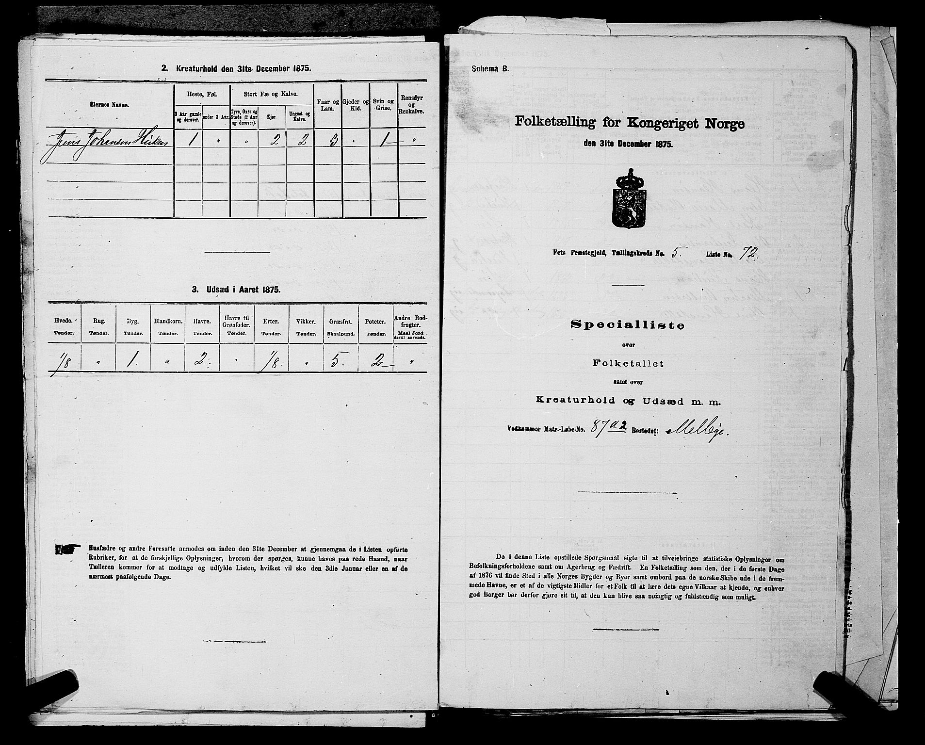 RA, 1875 census for 0227P Fet, 1875, p. 792