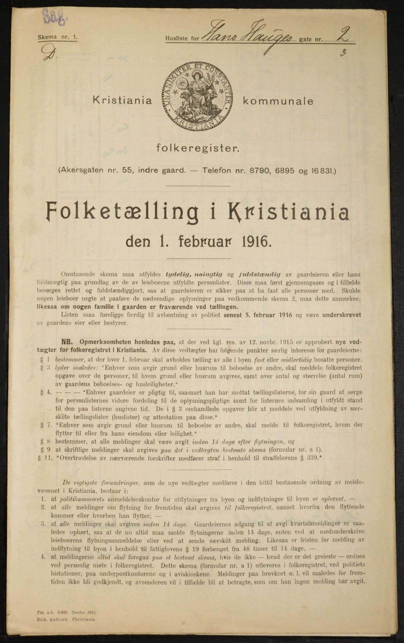 OBA, Municipal Census 1916 for Kristiania, 1916, p. 35318