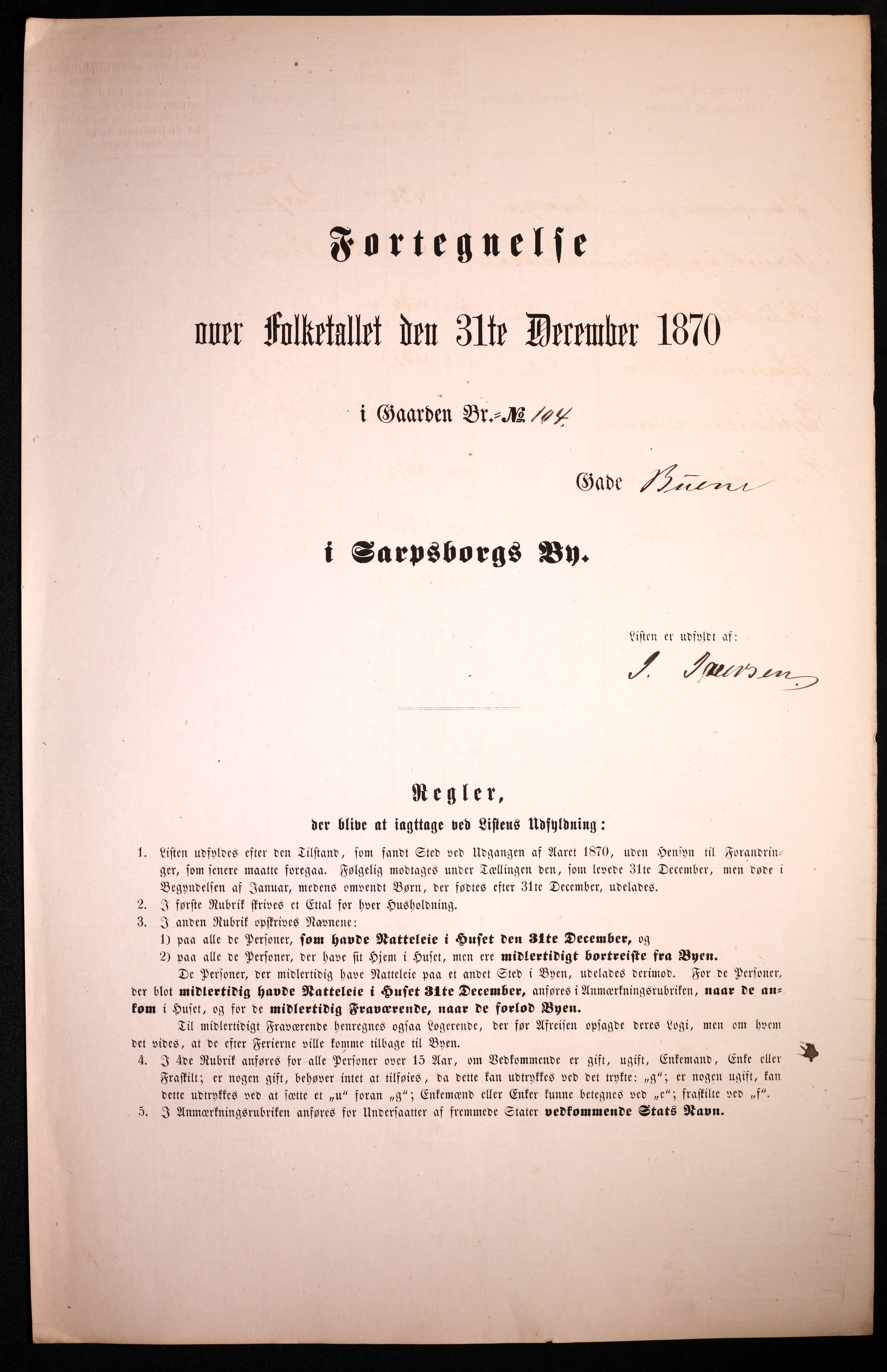 RA, 1870 census for 0102 Sarpsborg, 1870, p. 413