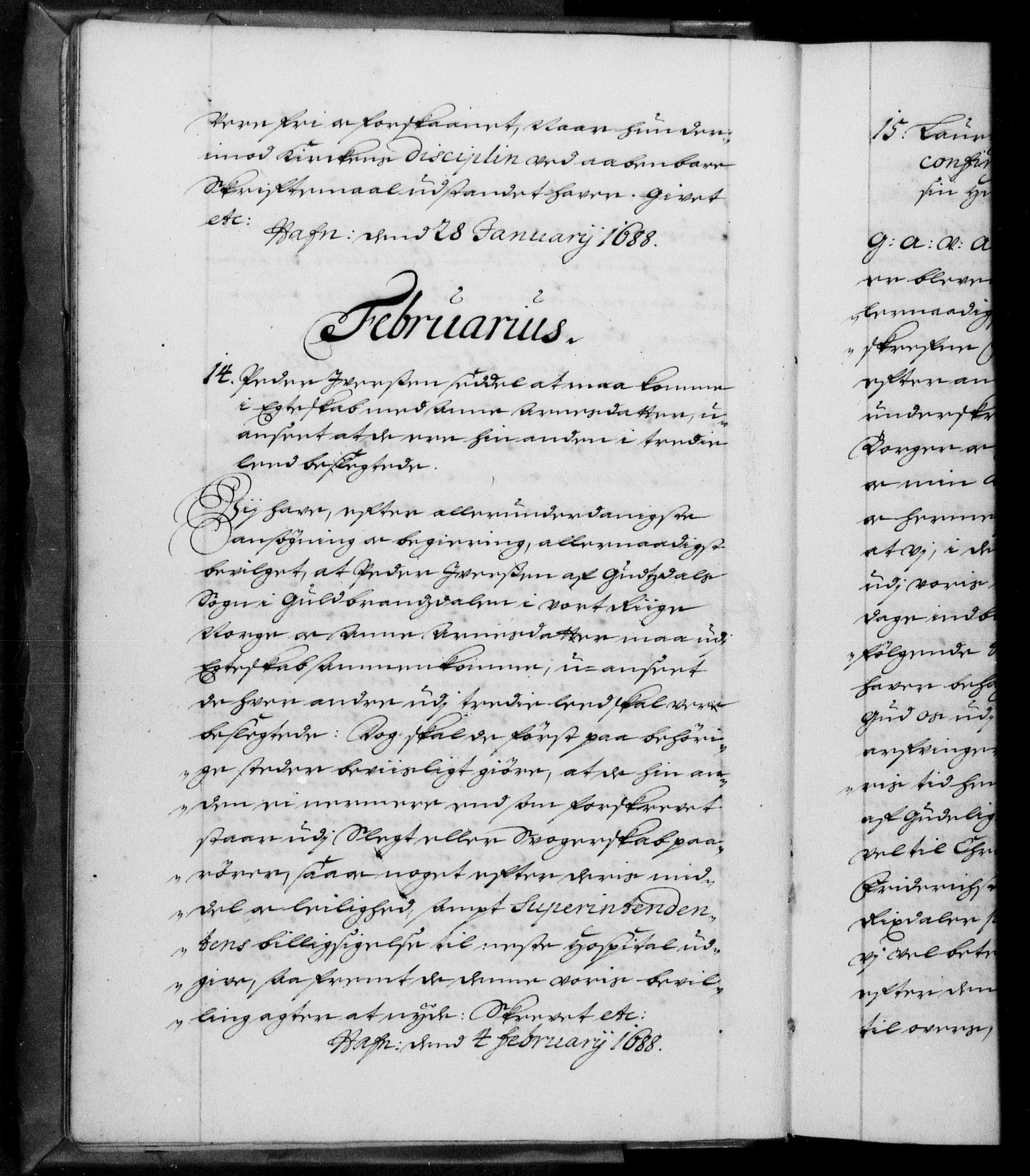 Danske Kanselli 1572-1799, AV/RA-EA-3023/F/Fc/Fca/Fcaa/L0015: Norske registre (mikrofilm), 1688-1691, p. 12b