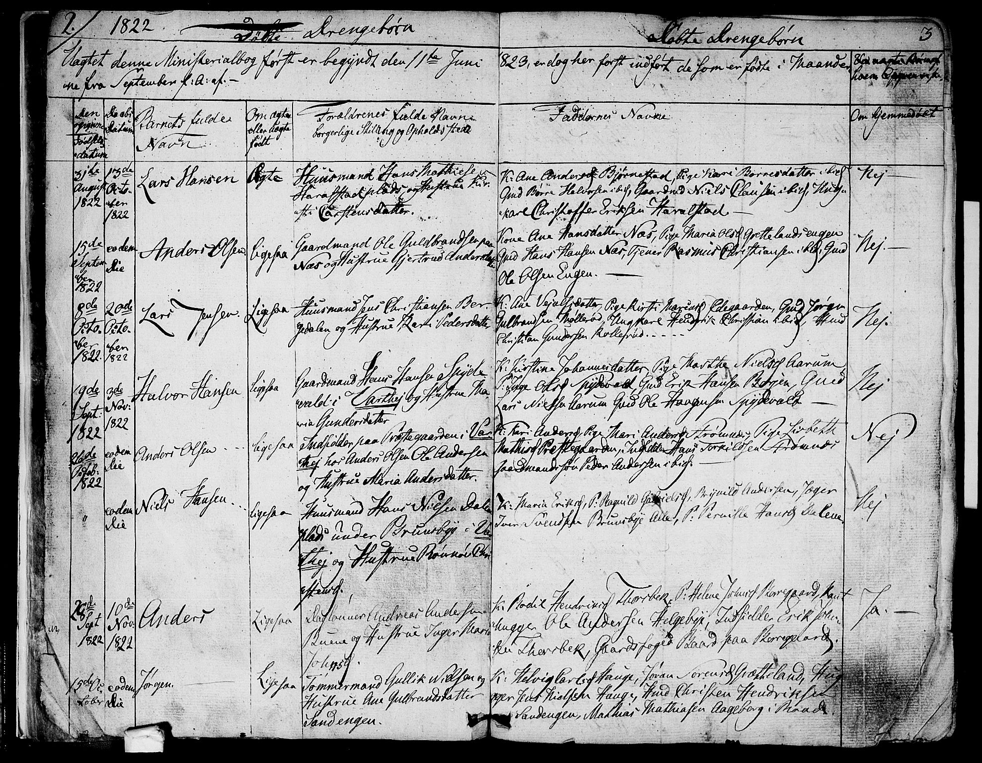 Tune prestekontor Kirkebøker, AV/SAO-A-2007/F/Fa/L0006: Parish register (official) no. 6, 1823-1831, p. 2-3