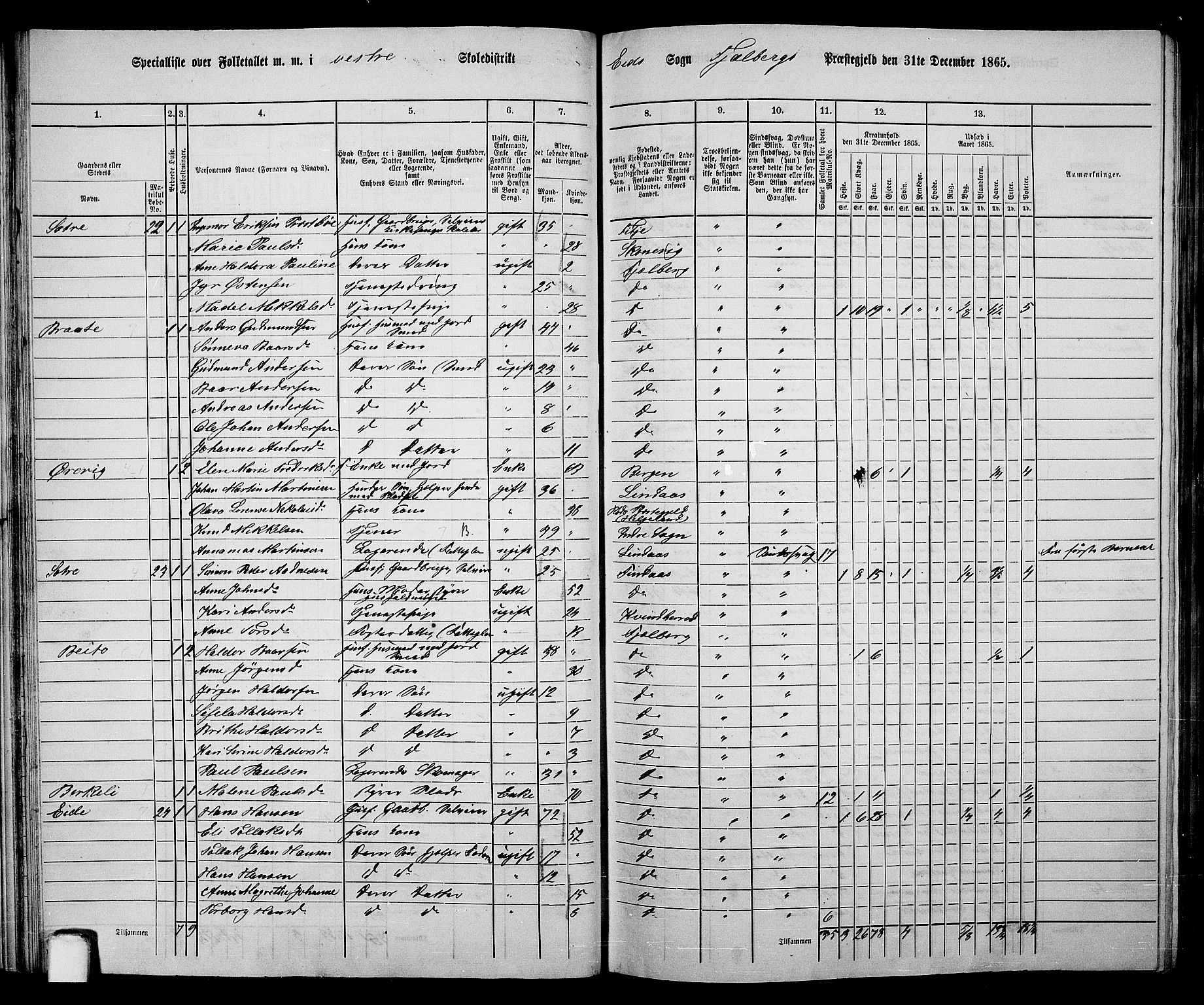 RA, 1865 census for Fjelberg, 1865, p. 29