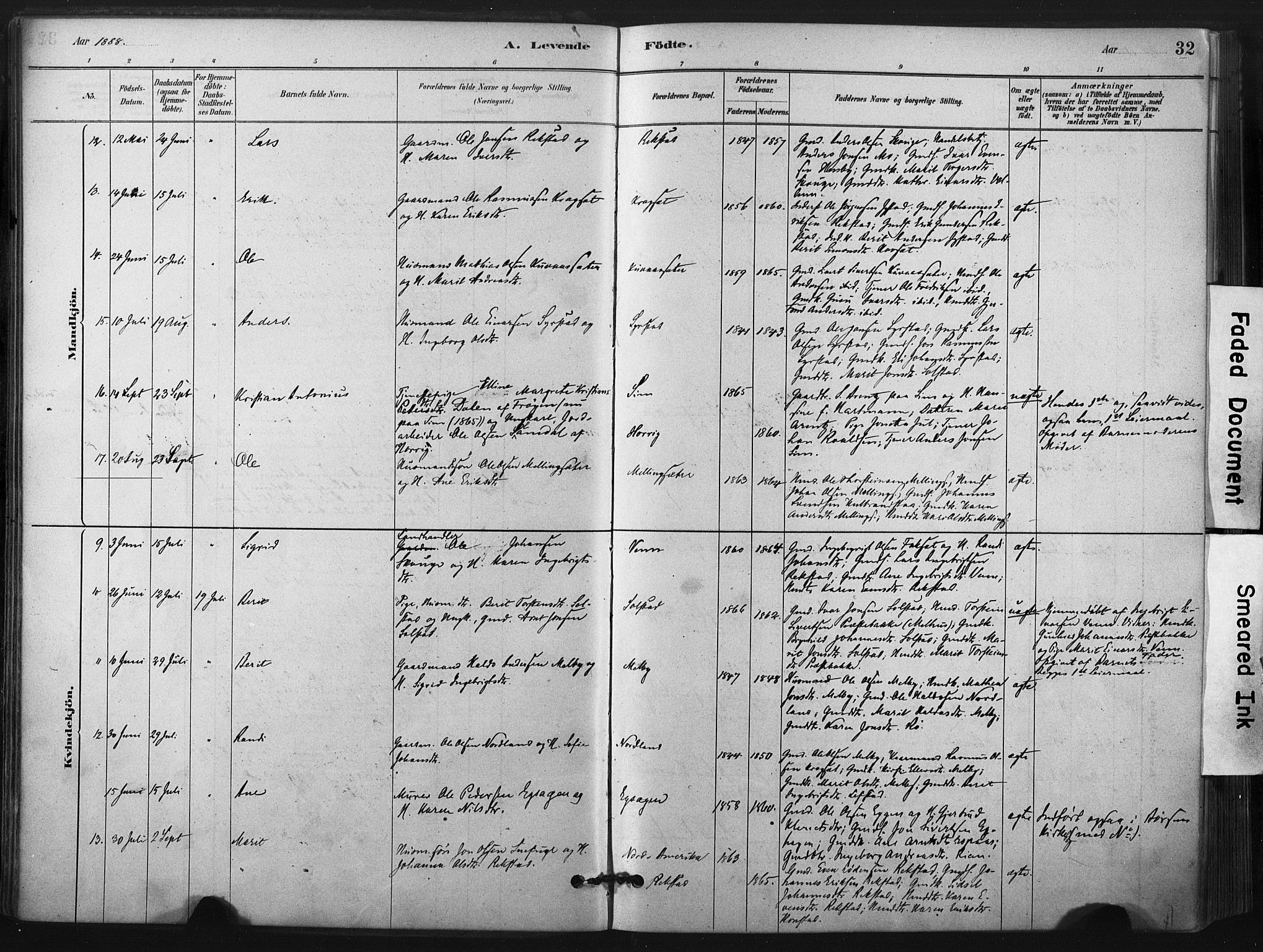 Ministerialprotokoller, klokkerbøker og fødselsregistre - Sør-Trøndelag, AV/SAT-A-1456/667/L0795: Parish register (official) no. 667A03, 1879-1907, p. 32