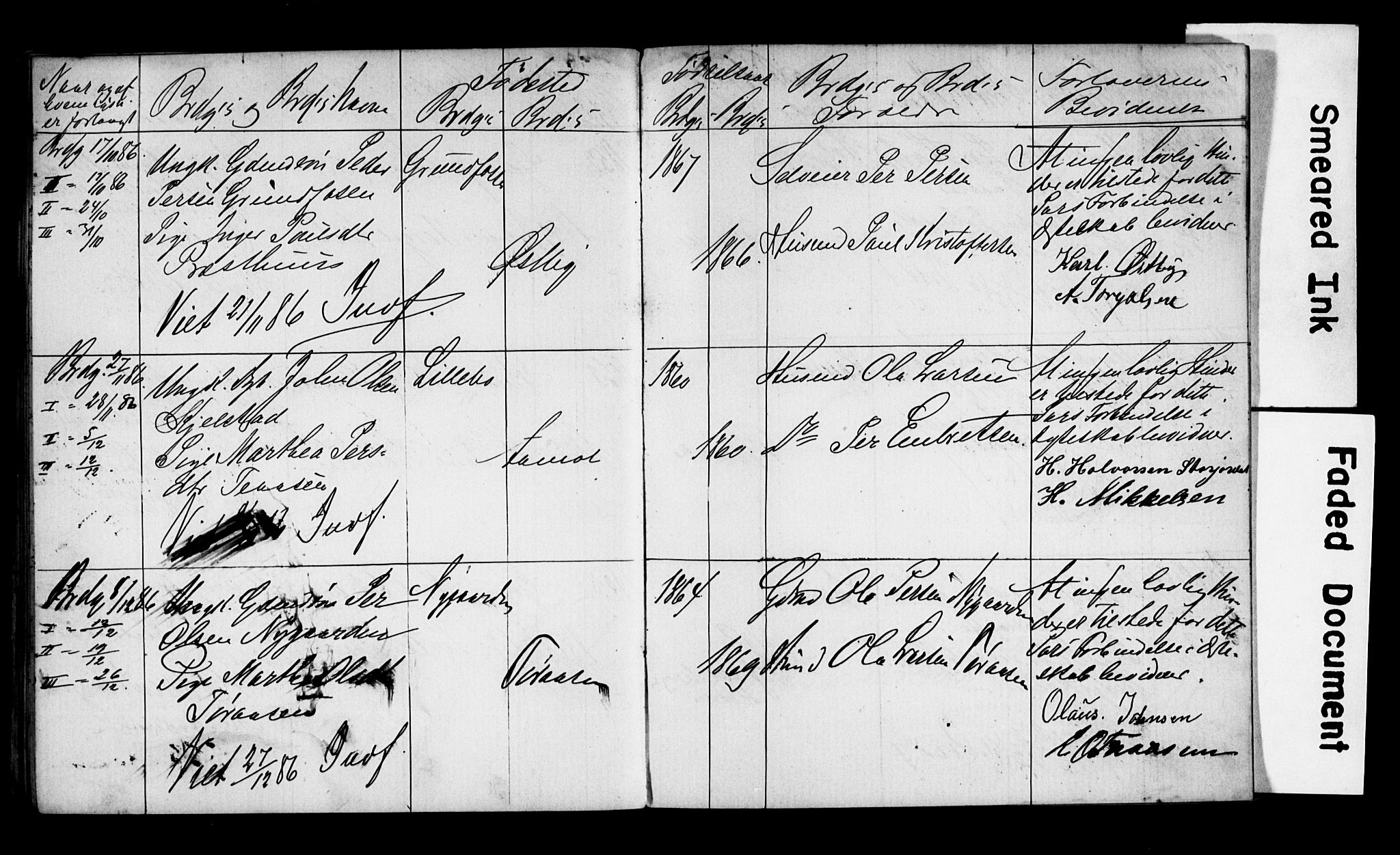 Trysil prestekontor, SAH/PREST-046/I/Ie: Banns register no. 1, 1882-1899