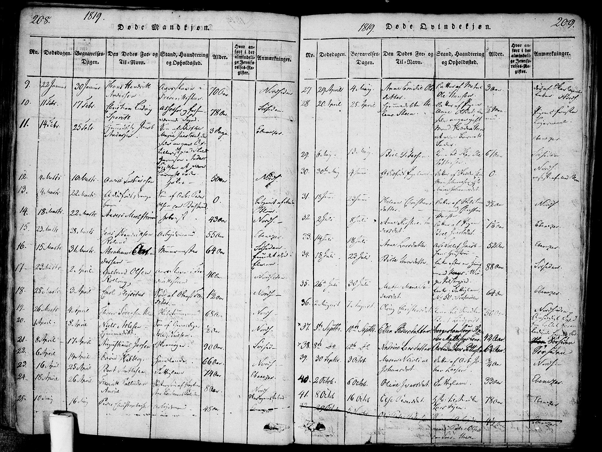 Halden prestekontor Kirkebøker, SAO/A-10909/F/Fa/L0003: Parish register (official) no. I 3, 1815-1834, p. 208-209