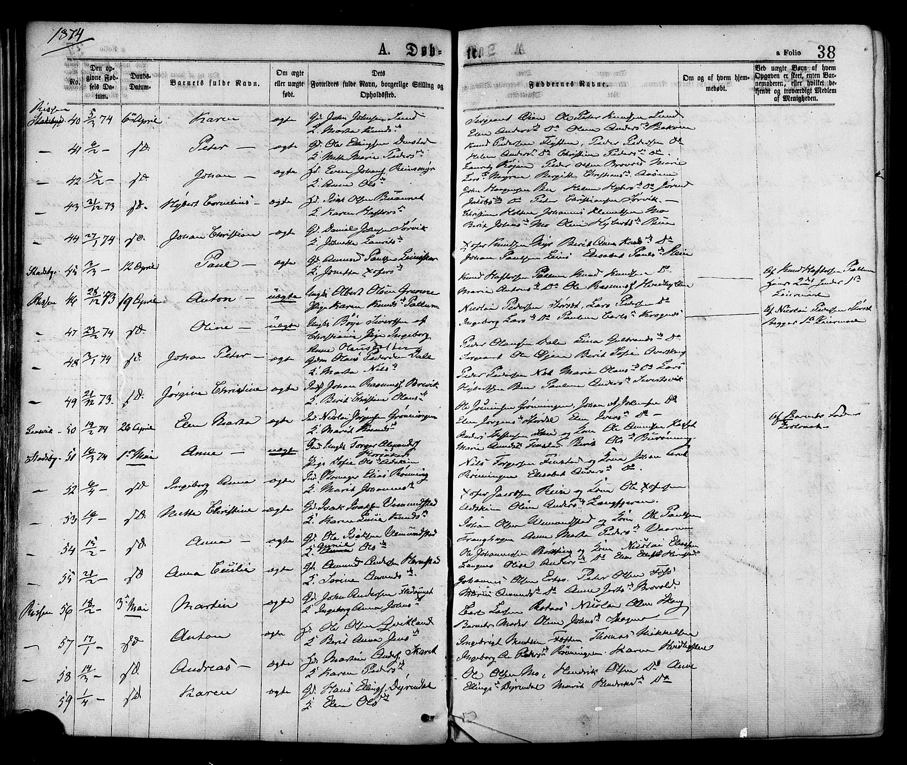 Ministerialprotokoller, klokkerbøker og fødselsregistre - Sør-Trøndelag, AV/SAT-A-1456/646/L0613: Parish register (official) no. 646A11, 1870-1884, p. 38