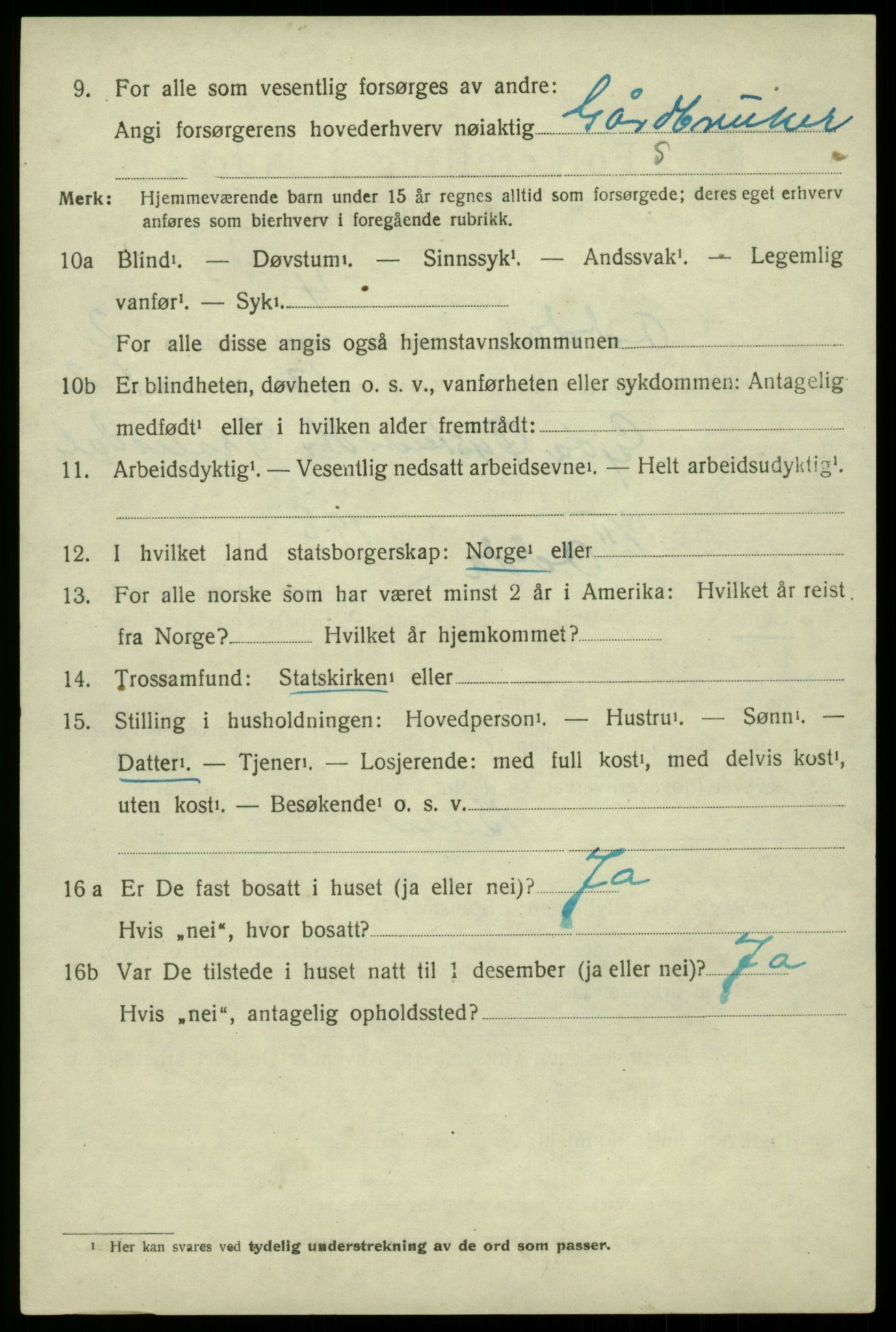 SAB, 1920 census for Odda, 1920, p. 2132