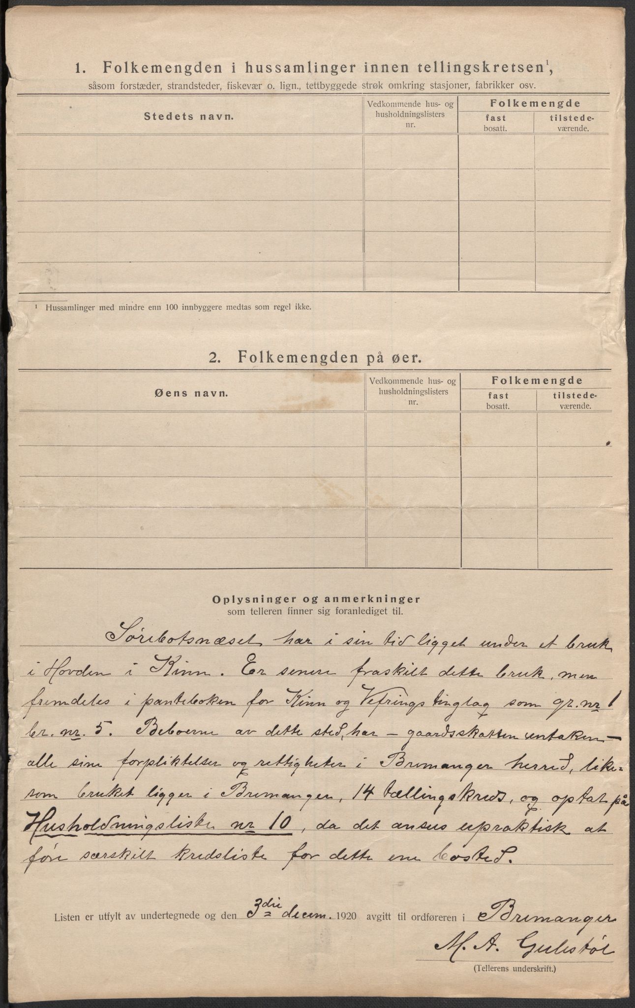 SAB, 1920 census for Bremanger, 1920, p. 50