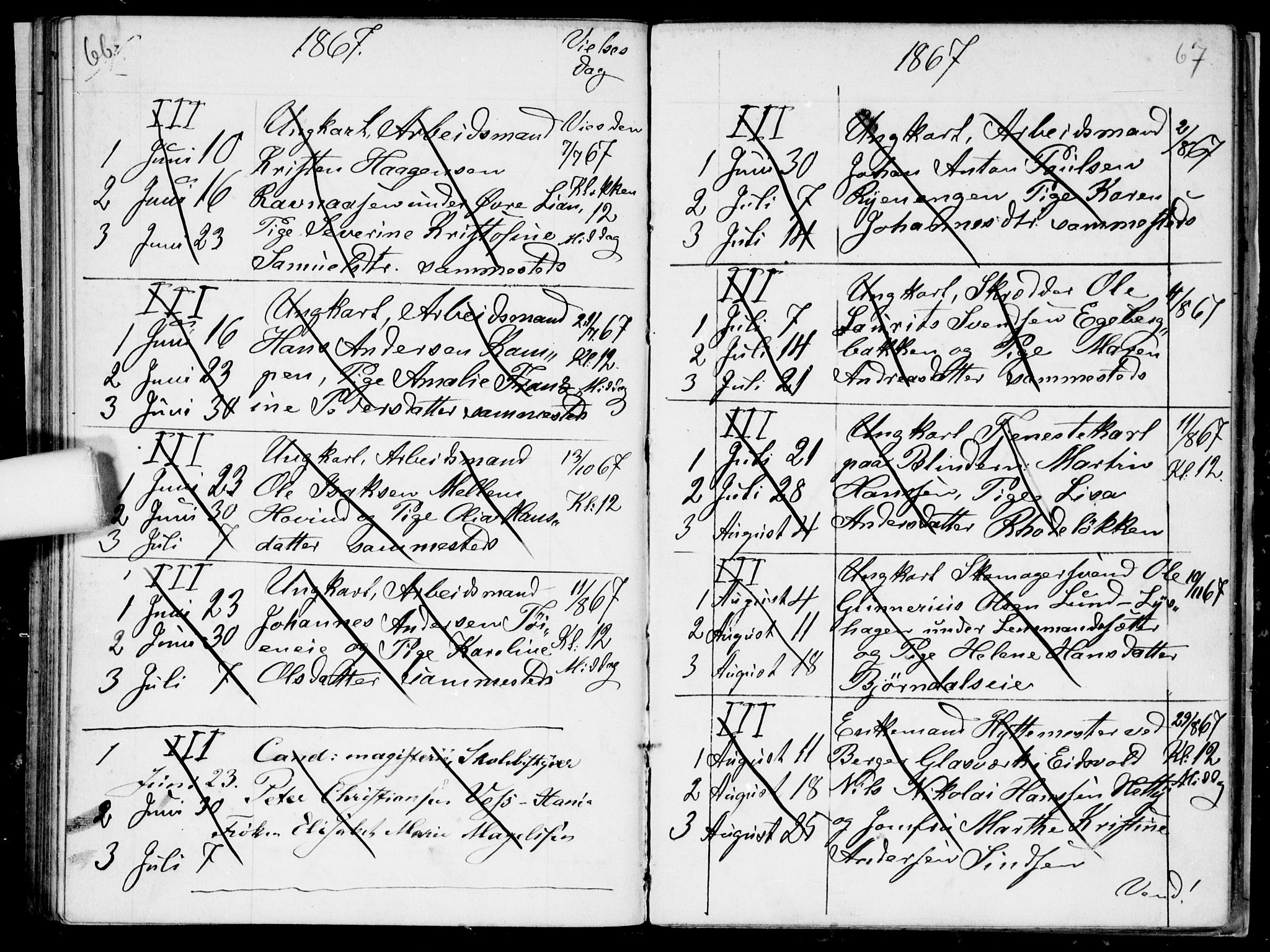 Østre Aker prestekontor Kirkebøker, AV/SAO-A-10840/H/Ha/L0002: Banns register no. I 2, 1861-1872, p. 66-67