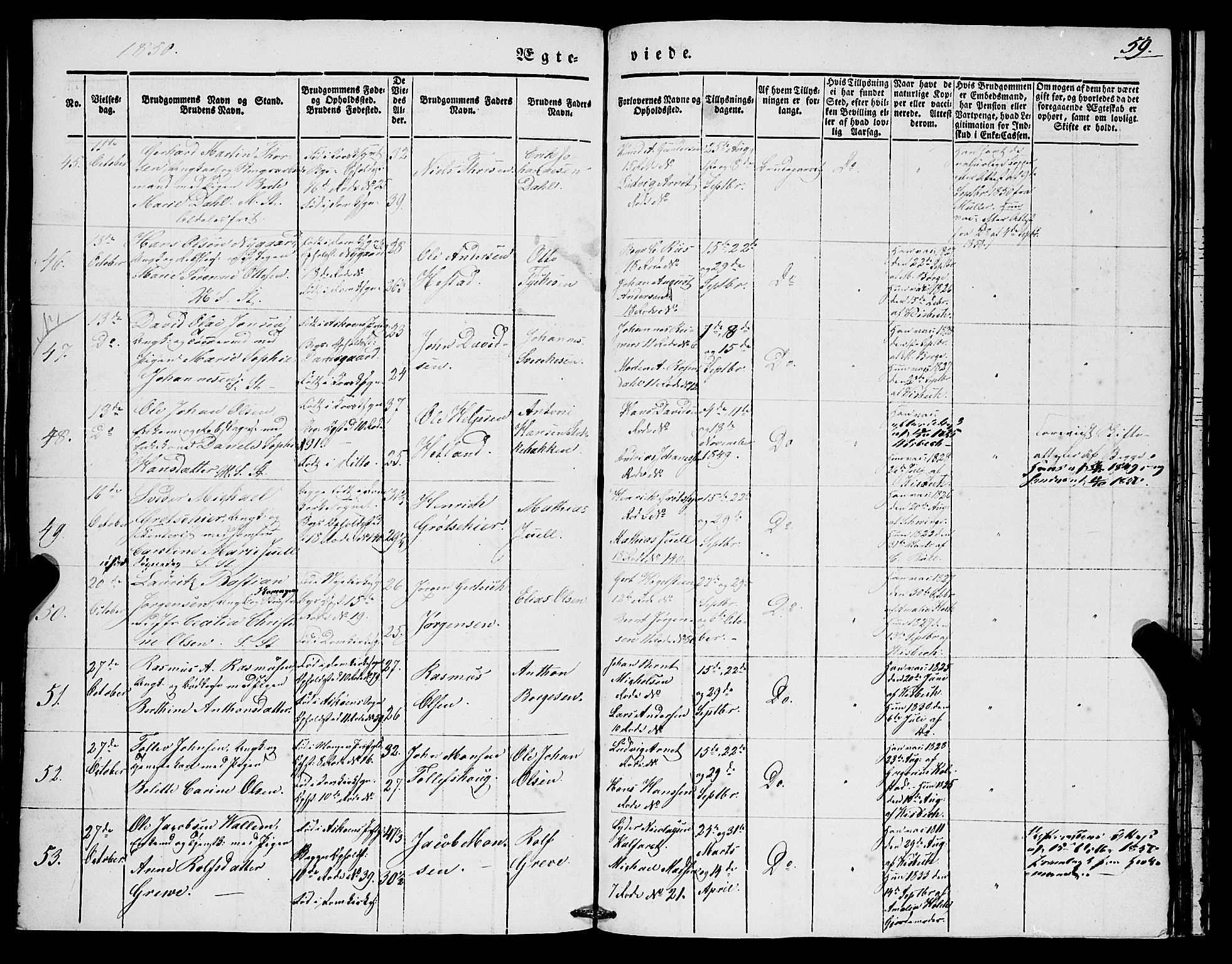 Domkirken sokneprestembete, SAB/A-74801/H/Haa/L0033: Parish register (official) no. D 1, 1841-1853, p. 59