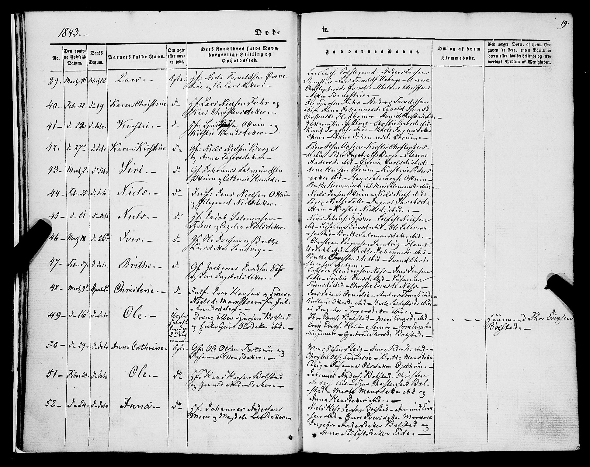 Luster sokneprestembete, SAB/A-81101/H/Haa/Haaa/L0006: Parish register (official) no. A 6, 1840-1848, p. 19