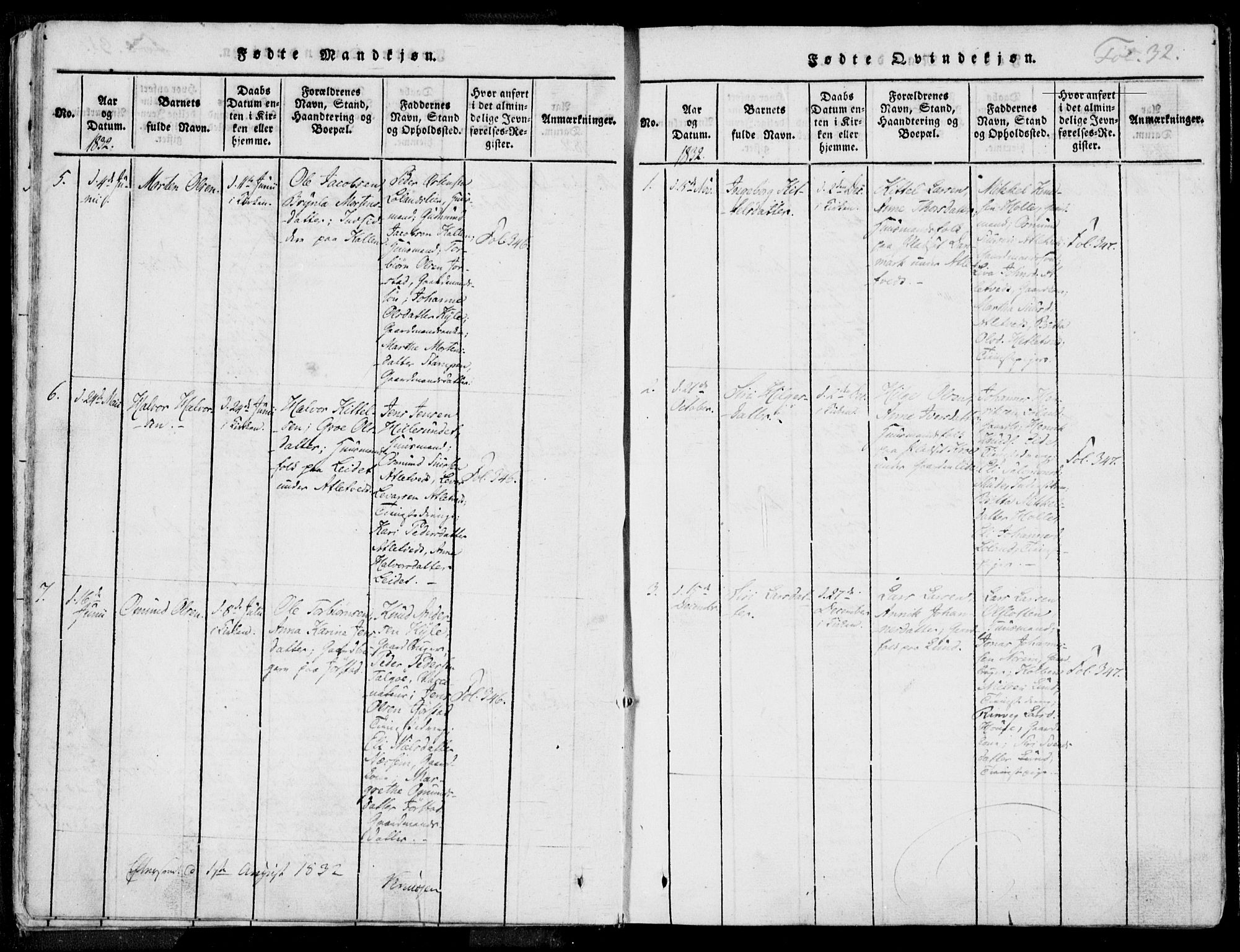 Nedstrand sokneprestkontor, AV/SAST-A-101841/01/IV: Parish register (official) no. A 7, 1816-1870, p. 32