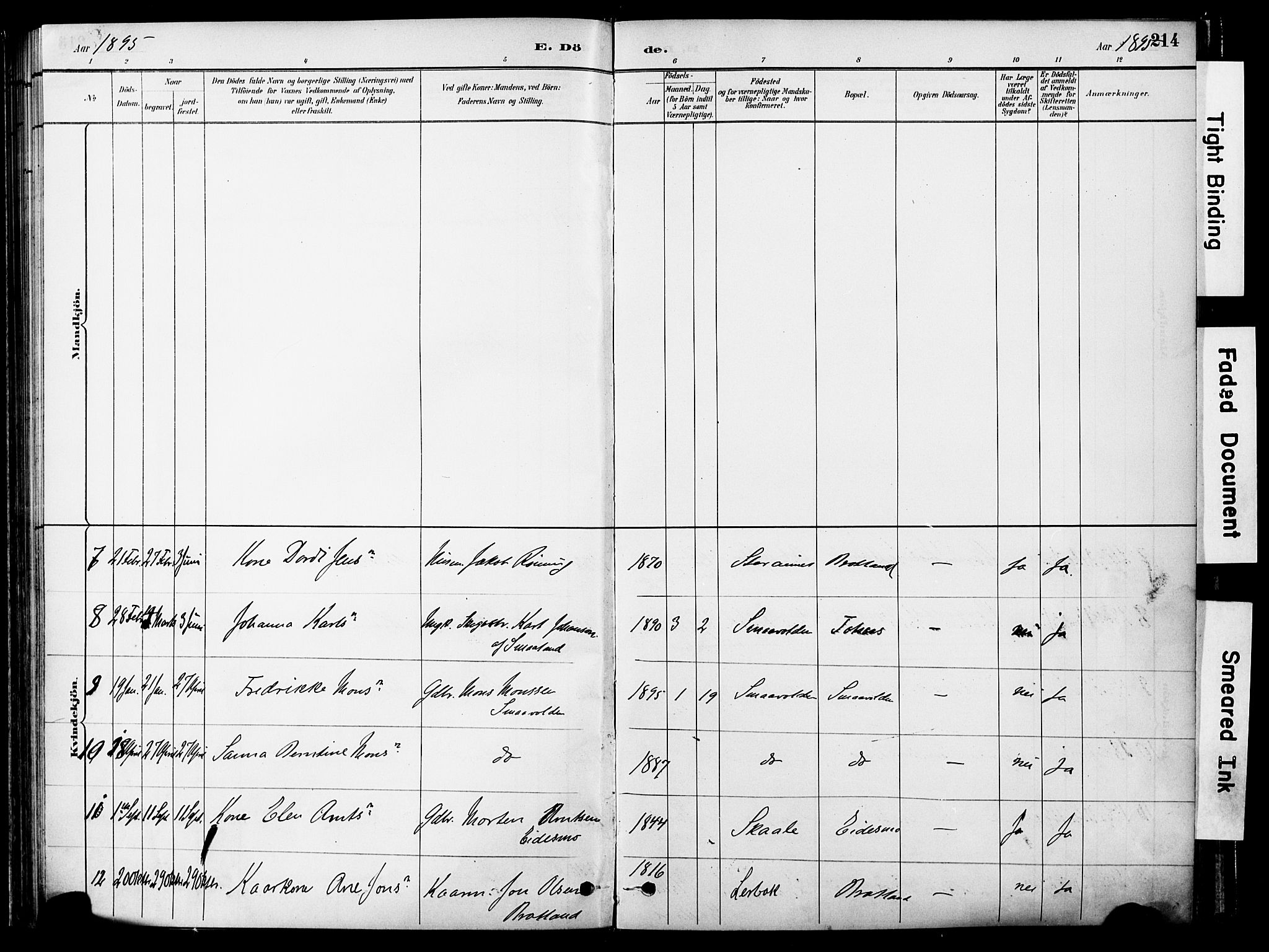 Ministerialprotokoller, klokkerbøker og fødselsregistre - Nord-Trøndelag, AV/SAT-A-1458/755/L0494: Parish register (official) no. 755A03, 1882-1902, p. 214