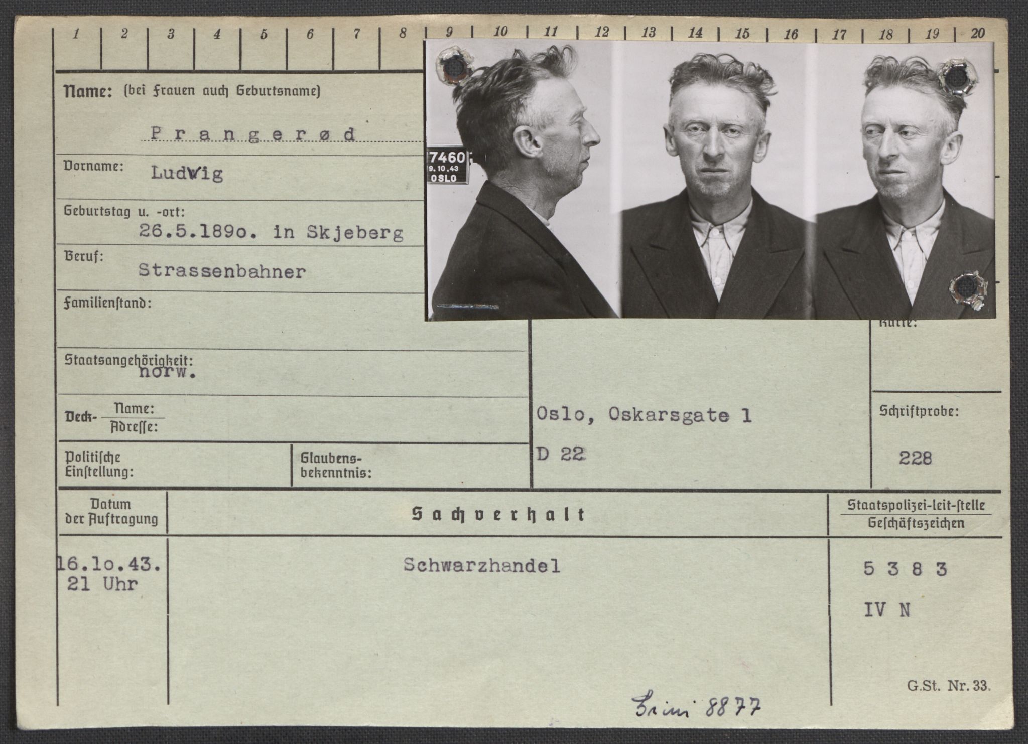 Befehlshaber der Sicherheitspolizei und des SD, AV/RA-RAFA-5969/E/Ea/Eaa/L0008: Register over norske fanger i Møllergata 19: Oelze-Ru, 1940-1945, p. 936