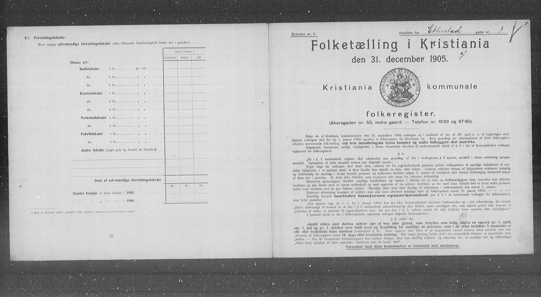 OBA, Municipal Census 1905 for Kristiania, 1905, p. 11565