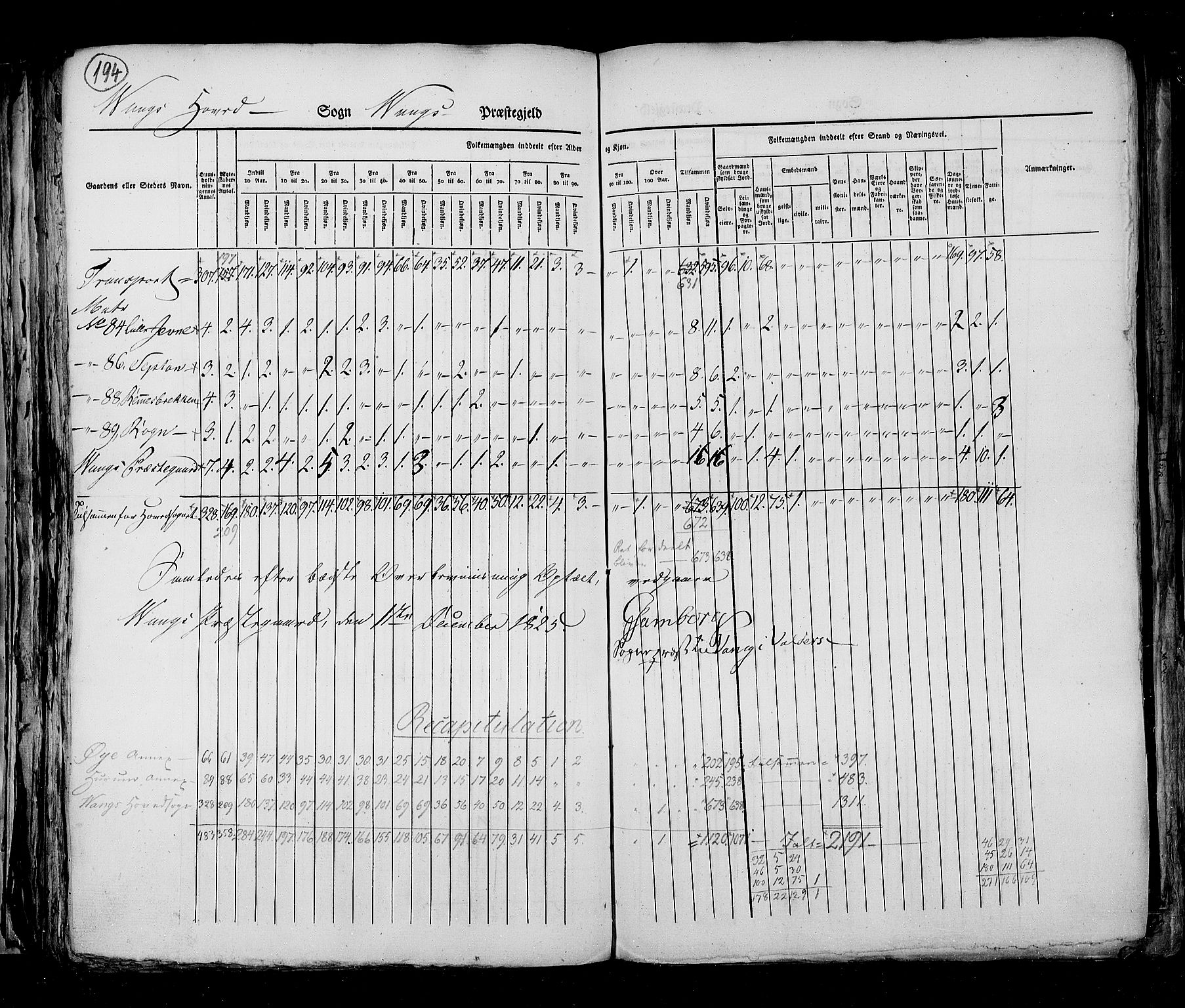 RA, Census 1825, vol. 6: Kristians amt, 1825, p. 194