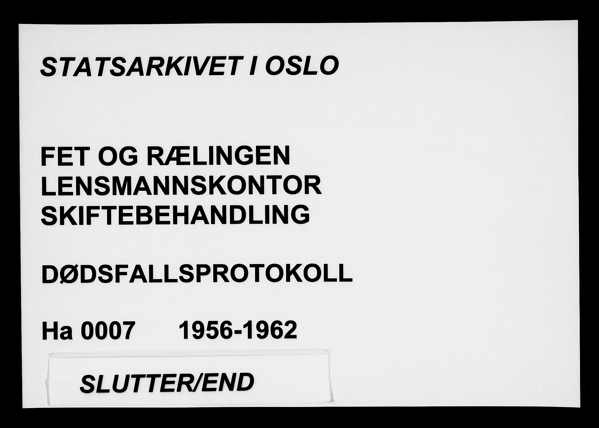 Fet og Rælingen lensmannskontor, AV/SAO-A-10769/H/Ha/L0007: Dødsfallsprotokoll, 1956-1962