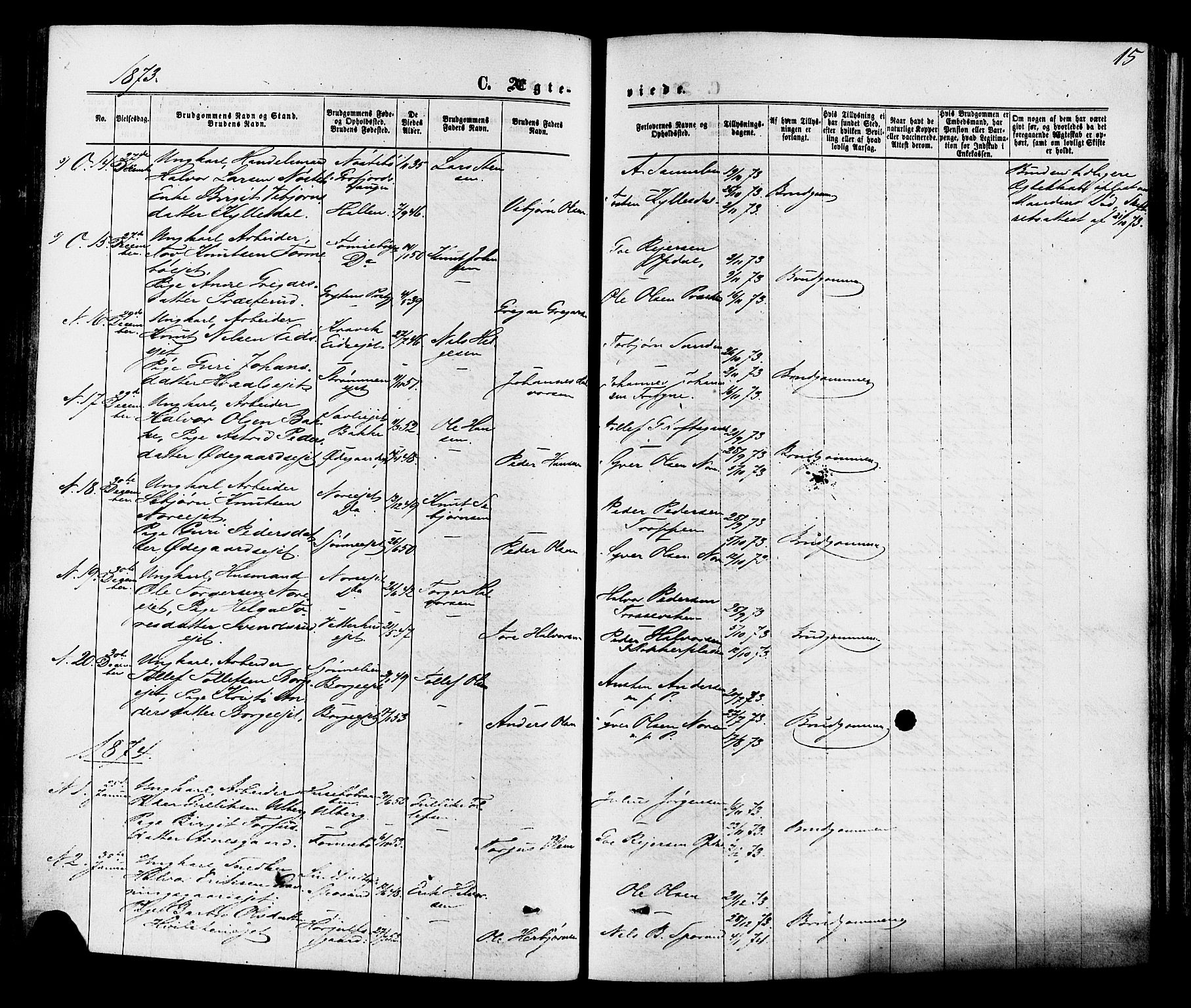 Nore kirkebøker, AV/SAKO-A-238/F/Fa/L0004: Parish register (official) no. I 4, 1867-1877, p. 15