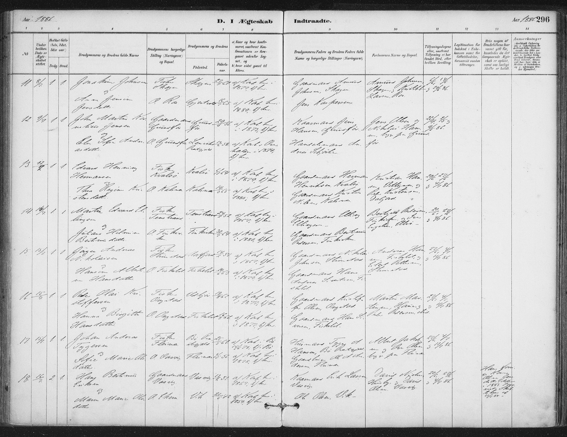 Ministerialprotokoller, klokkerbøker og fødselsregistre - Nordland, SAT/A-1459/888/L1244: Parish register (official) no. 888A10, 1880-1890, p. 296