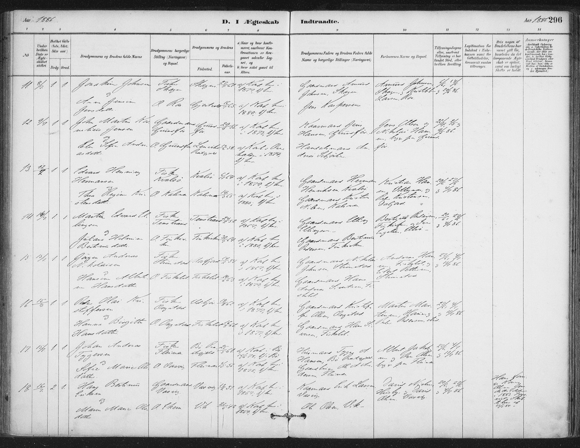 Ministerialprotokoller, klokkerbøker og fødselsregistre - Nordland, AV/SAT-A-1459/888/L1244: Parish register (official) no. 888A10, 1880-1890, p. 296