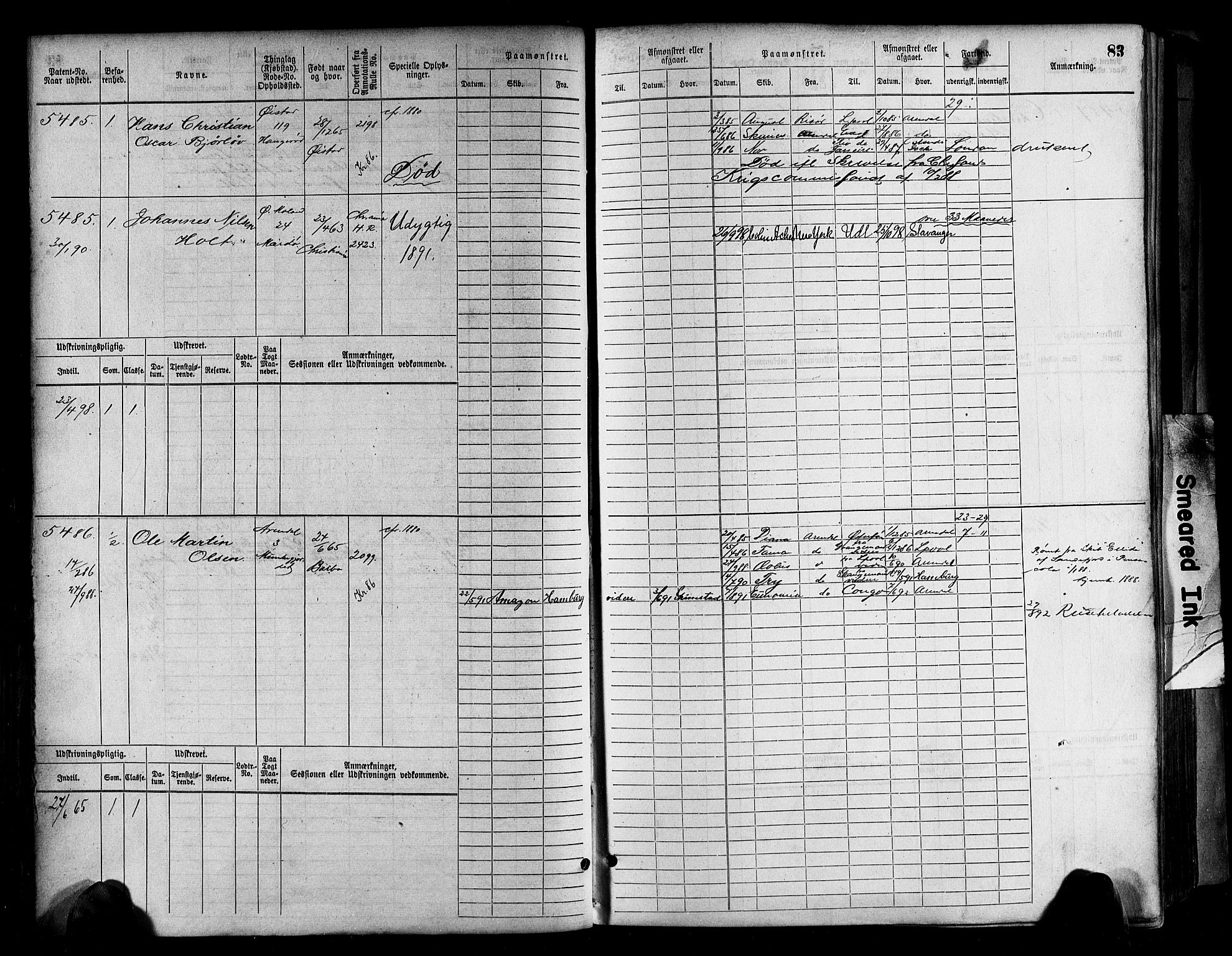 Arendal mønstringskrets, AV/SAK-2031-0012/F/Fb/L0017: Hovedrulle A nr 5323-6076, S-15, 1884-1892, p. 84