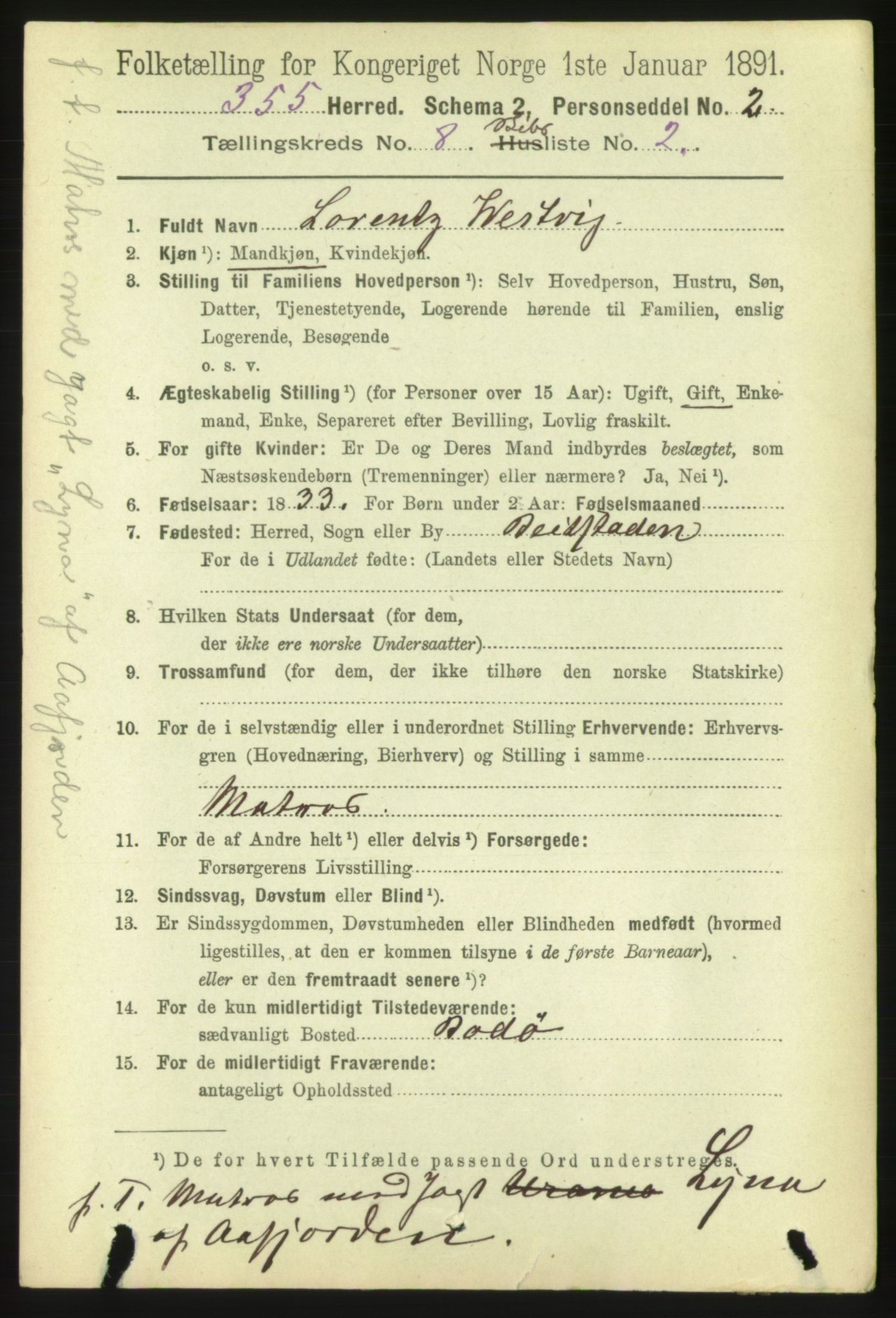 RA, 1891 census for 1632 Bjørnør, 1891, p. 3728