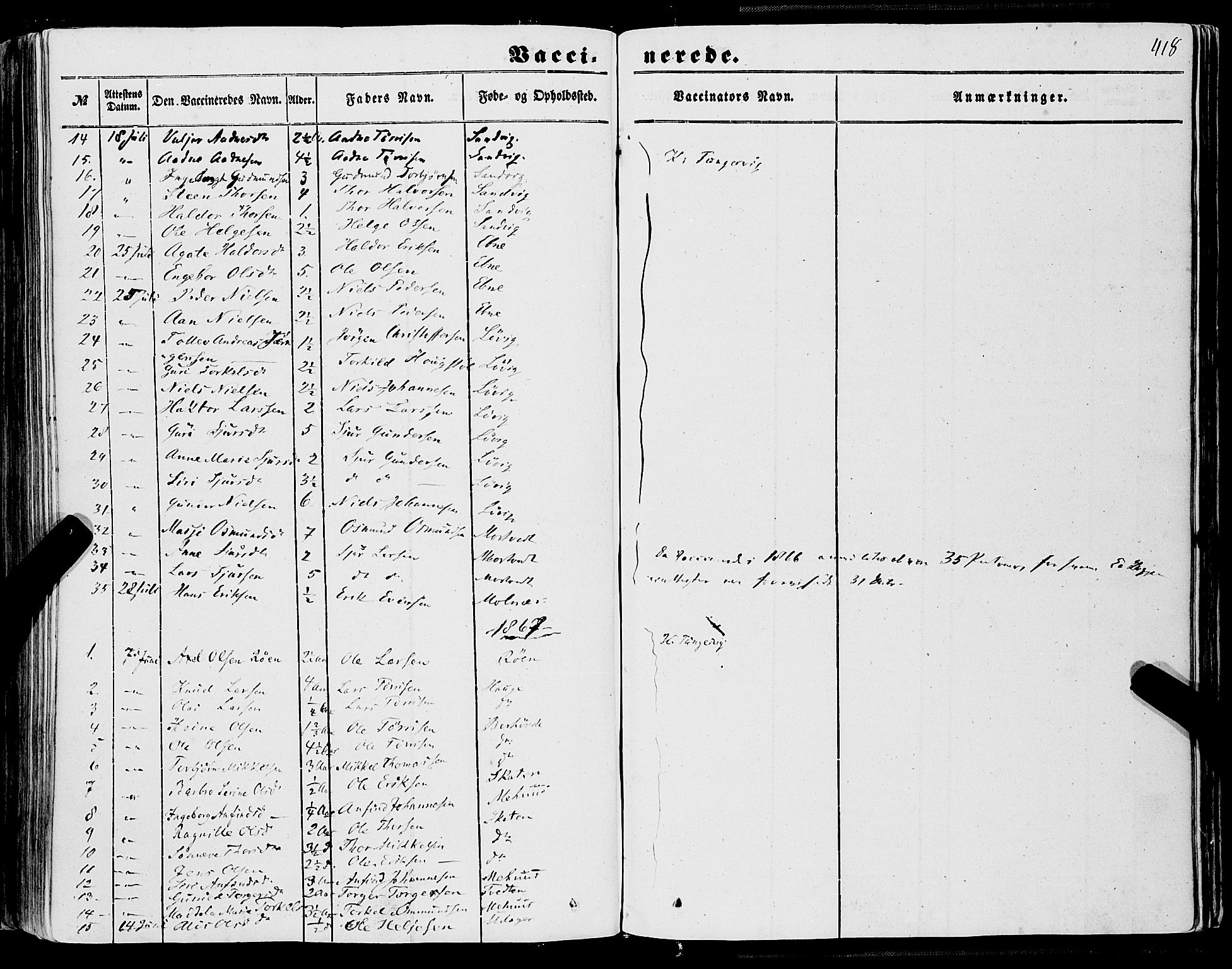 Skånevik sokneprestembete, AV/SAB-A-77801/H/Haa: Parish register (official) no. A 5II, 1848-1869, p. 418