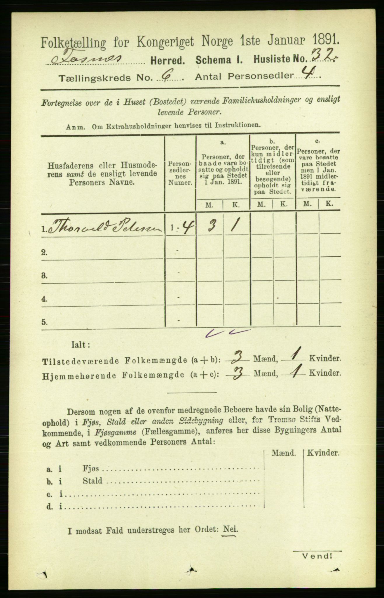 RA, 1891 census for 1748 Fosnes, 1891, p. 2751