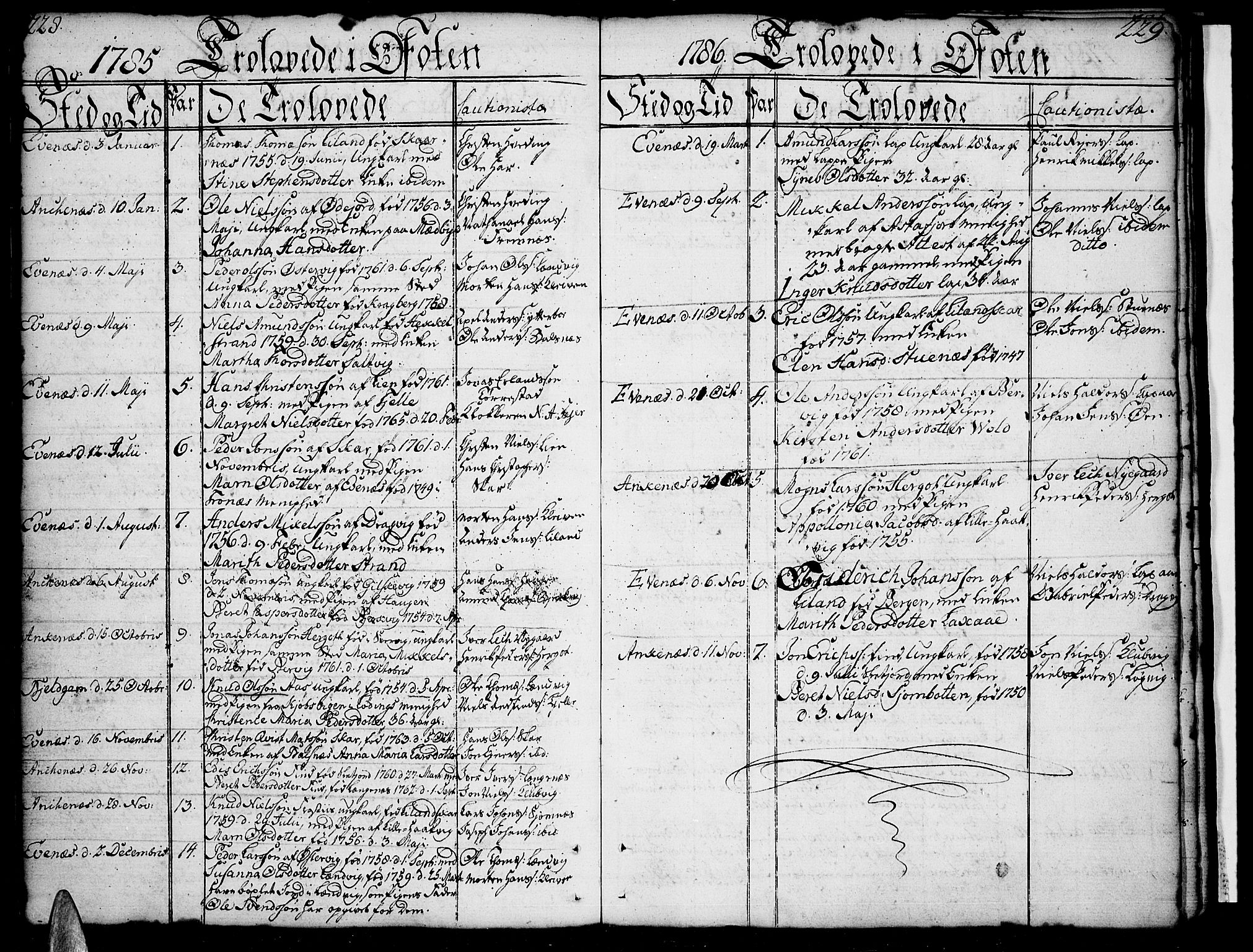 Ministerialprotokoller, klokkerbøker og fødselsregistre - Nordland, SAT/A-1459/863/L0892: Parish register (official) no. 863A04, 1765-1794, p. 228-229