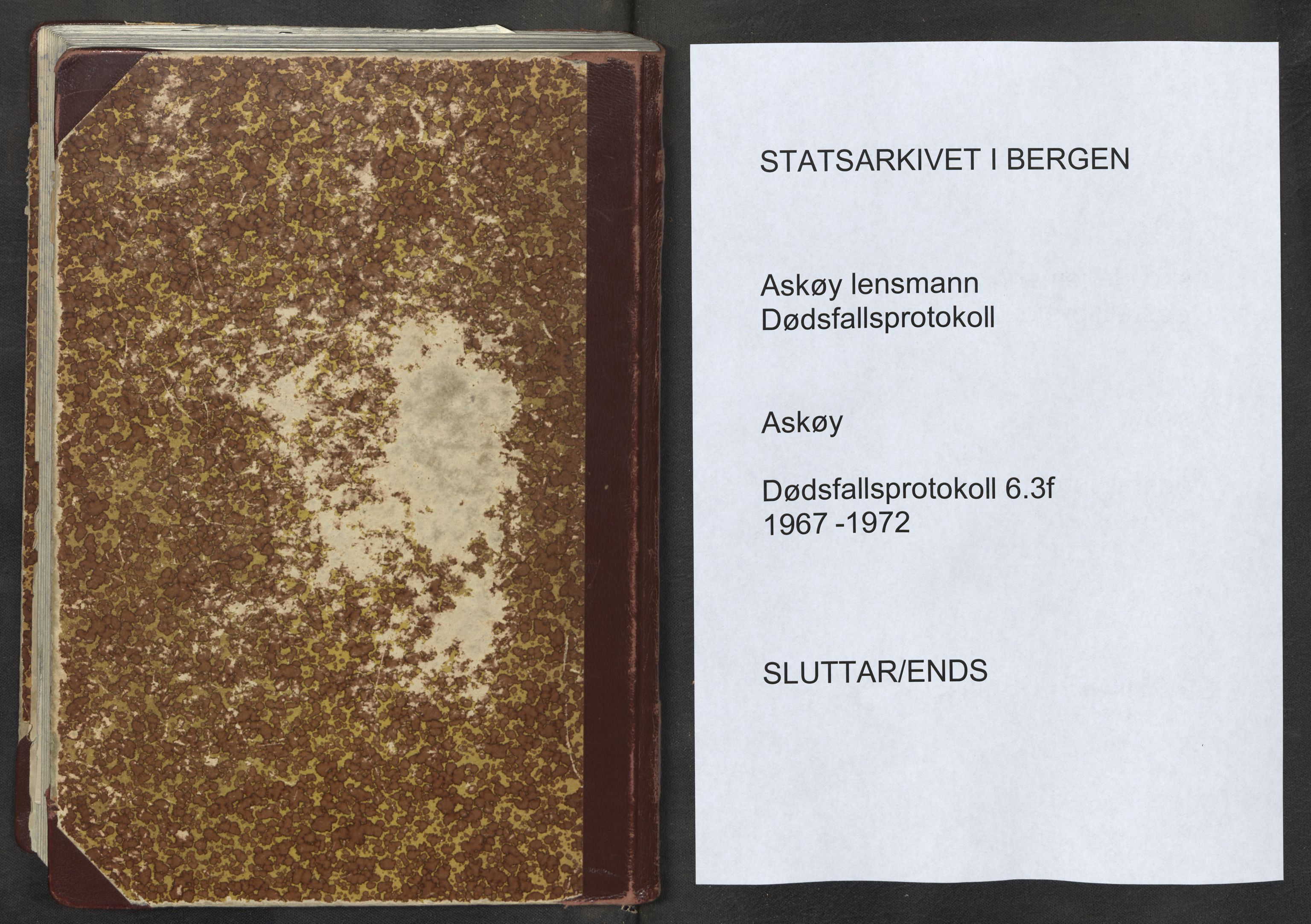 Lensmannen i Askøy, SAB/A-31001/0006/L0009: Dødsfallprotokoll, 1967-1972