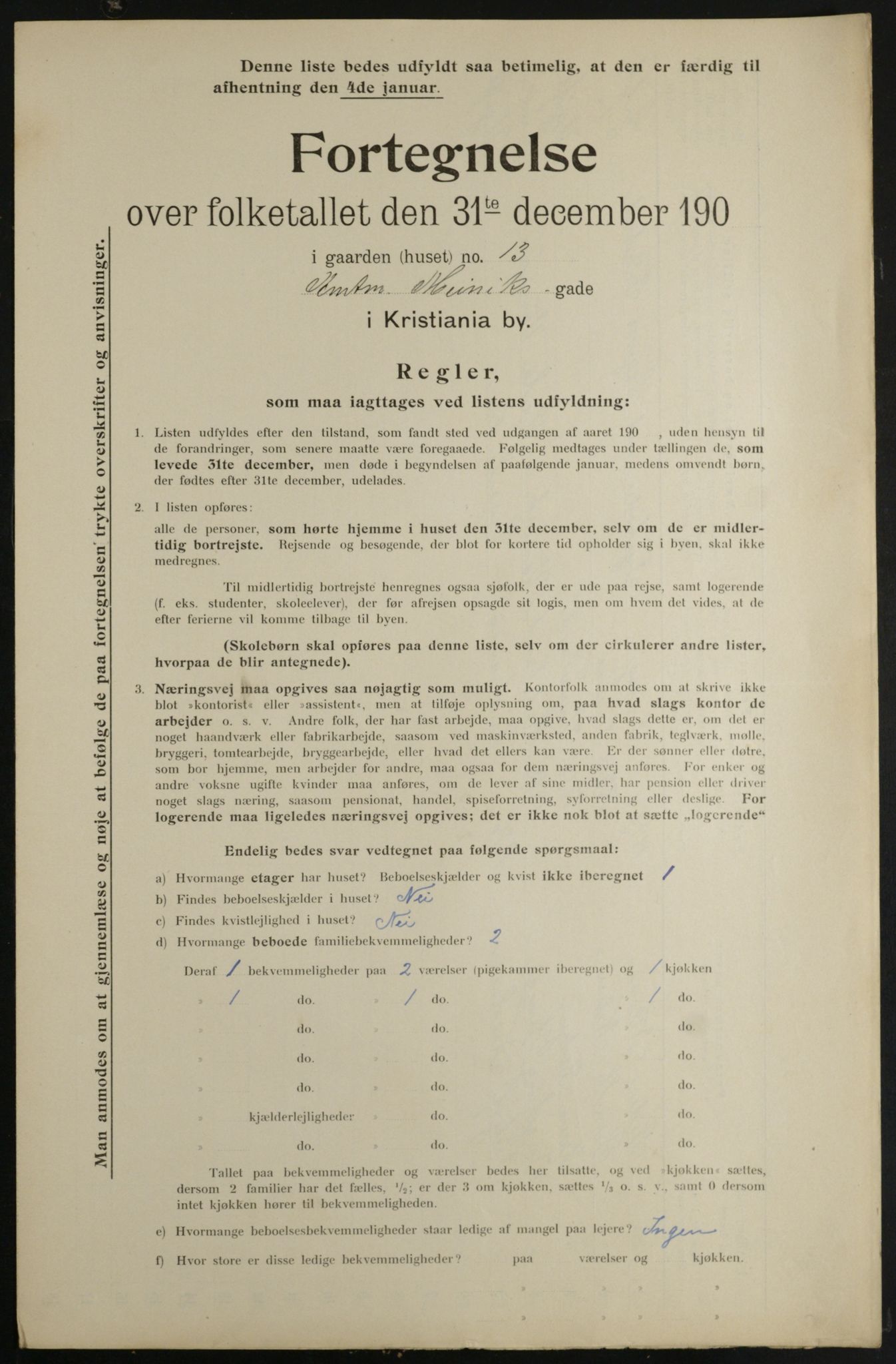 OBA, Municipal Census 1901 for Kristiania, 1901, p. 285