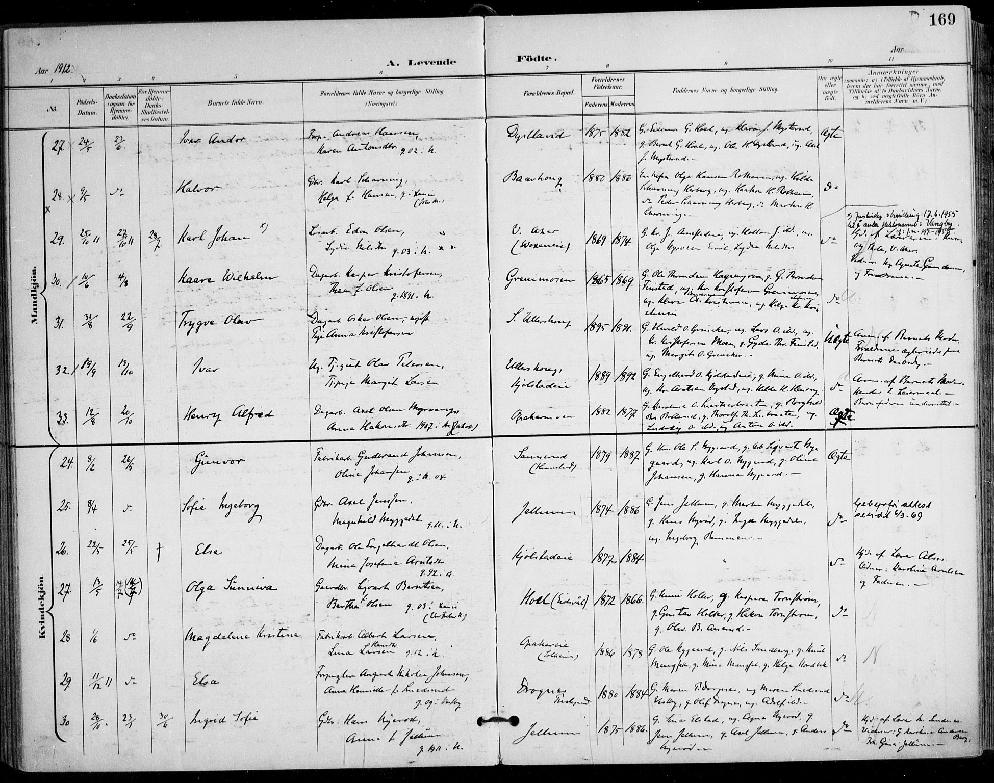 Nes prestekontor Kirkebøker, AV/SAO-A-10410/F/Fa/L0011: Parish register (official) no. I 11, 1899-1918, p. 169