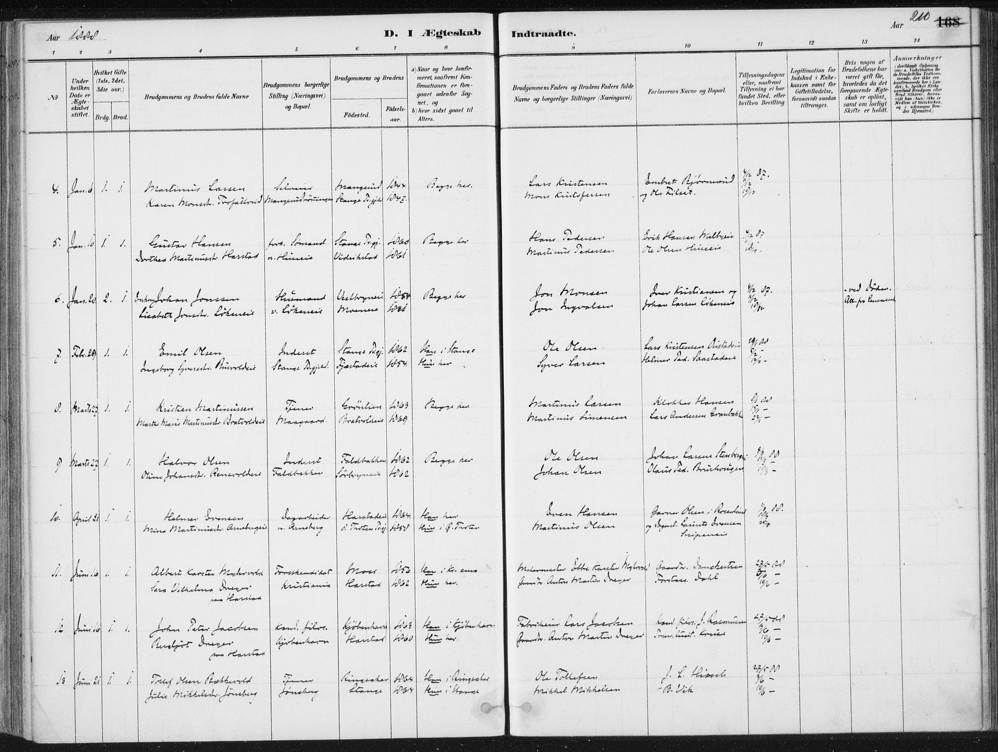 Romedal prestekontor, SAH/PREST-004/K/L0010: Parish register (official) no. 10, 1880-1895, p. 210