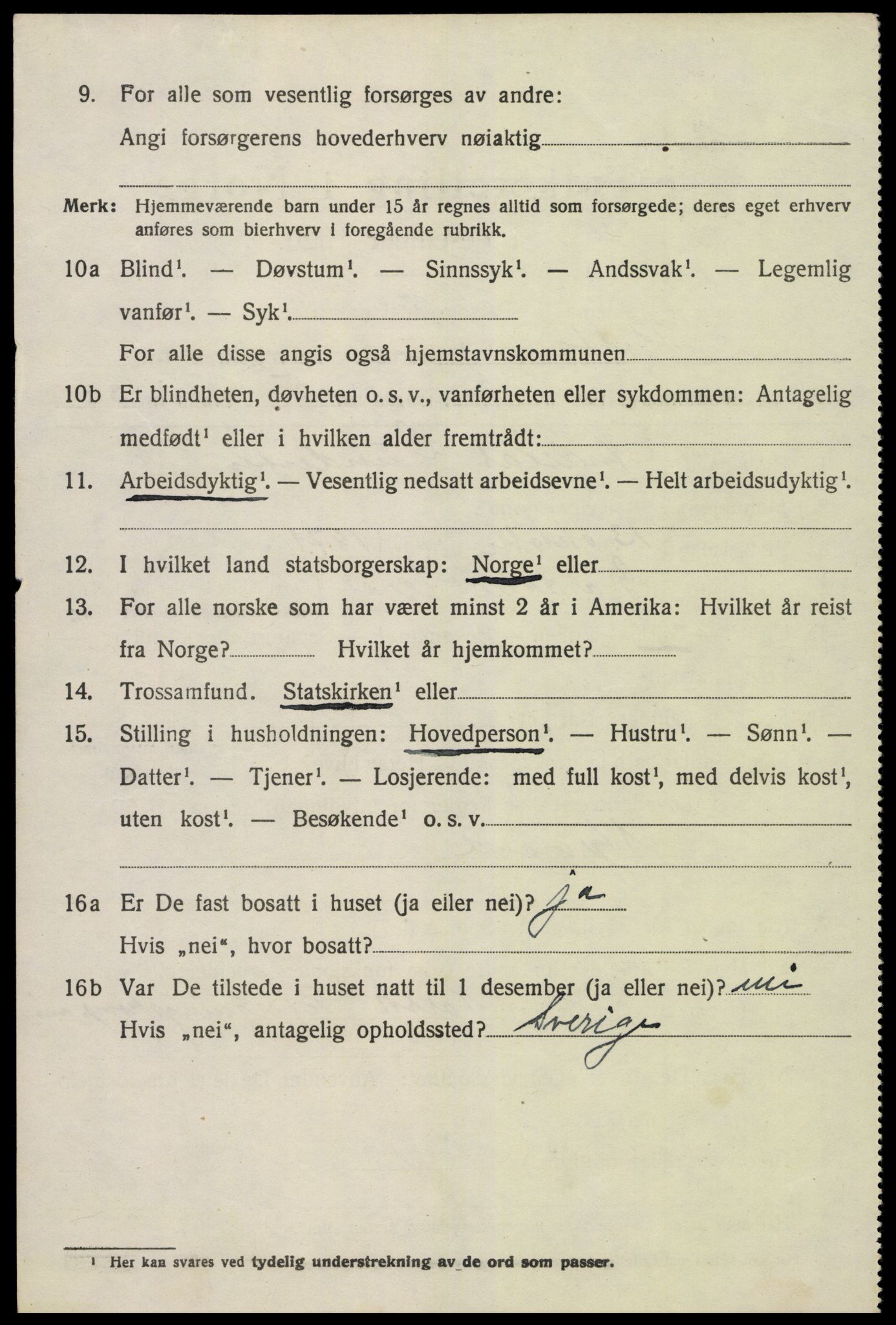 SAK, 1920 census for Flosta, 1920, p. 2309