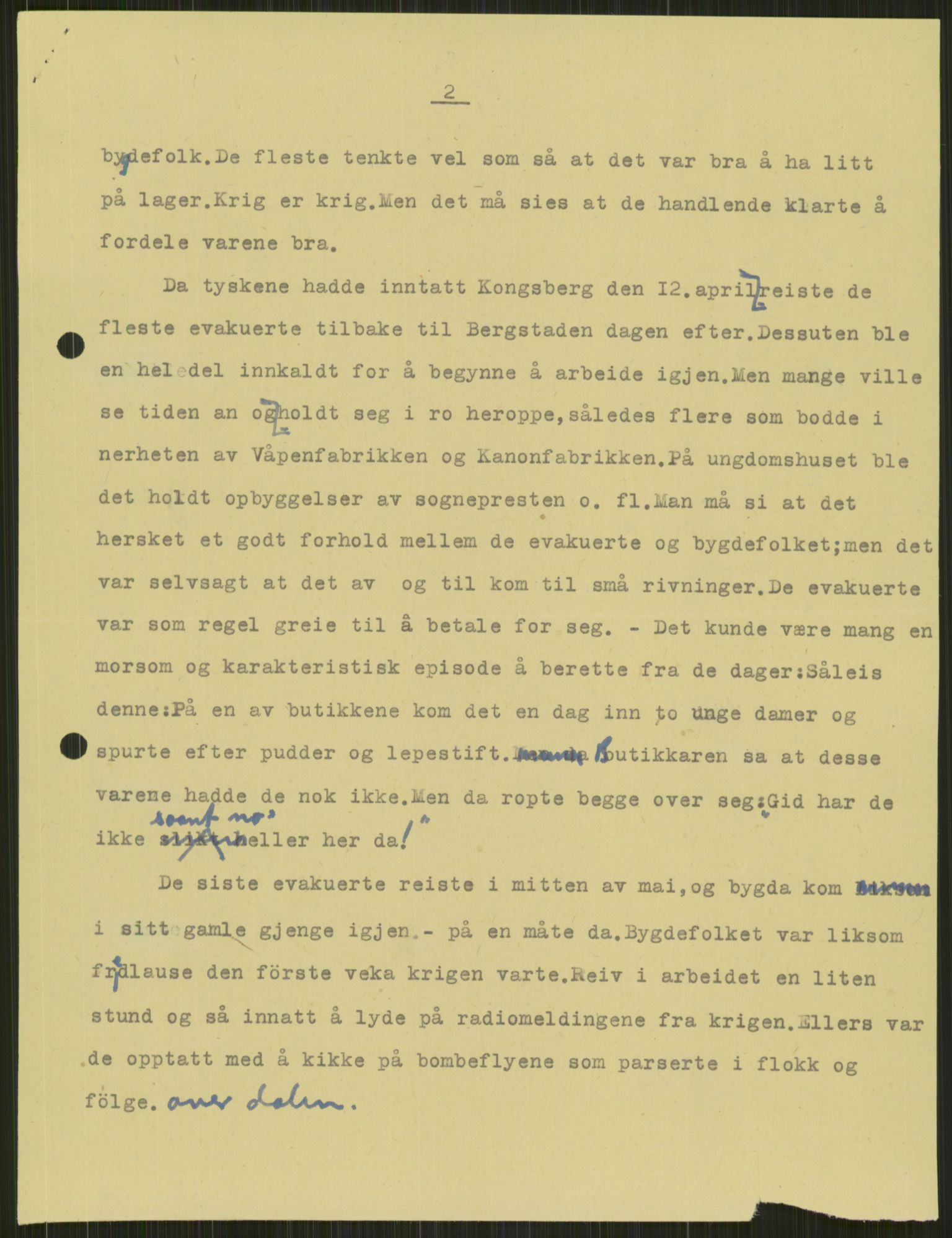 Forsvaret, Forsvarets krigshistoriske avdeling, AV/RA-RAFA-2017/Y/Ya/L0014: II-C-11-31 - Fylkesmenn.  Rapporter om krigsbegivenhetene 1940., 1940, p. 325