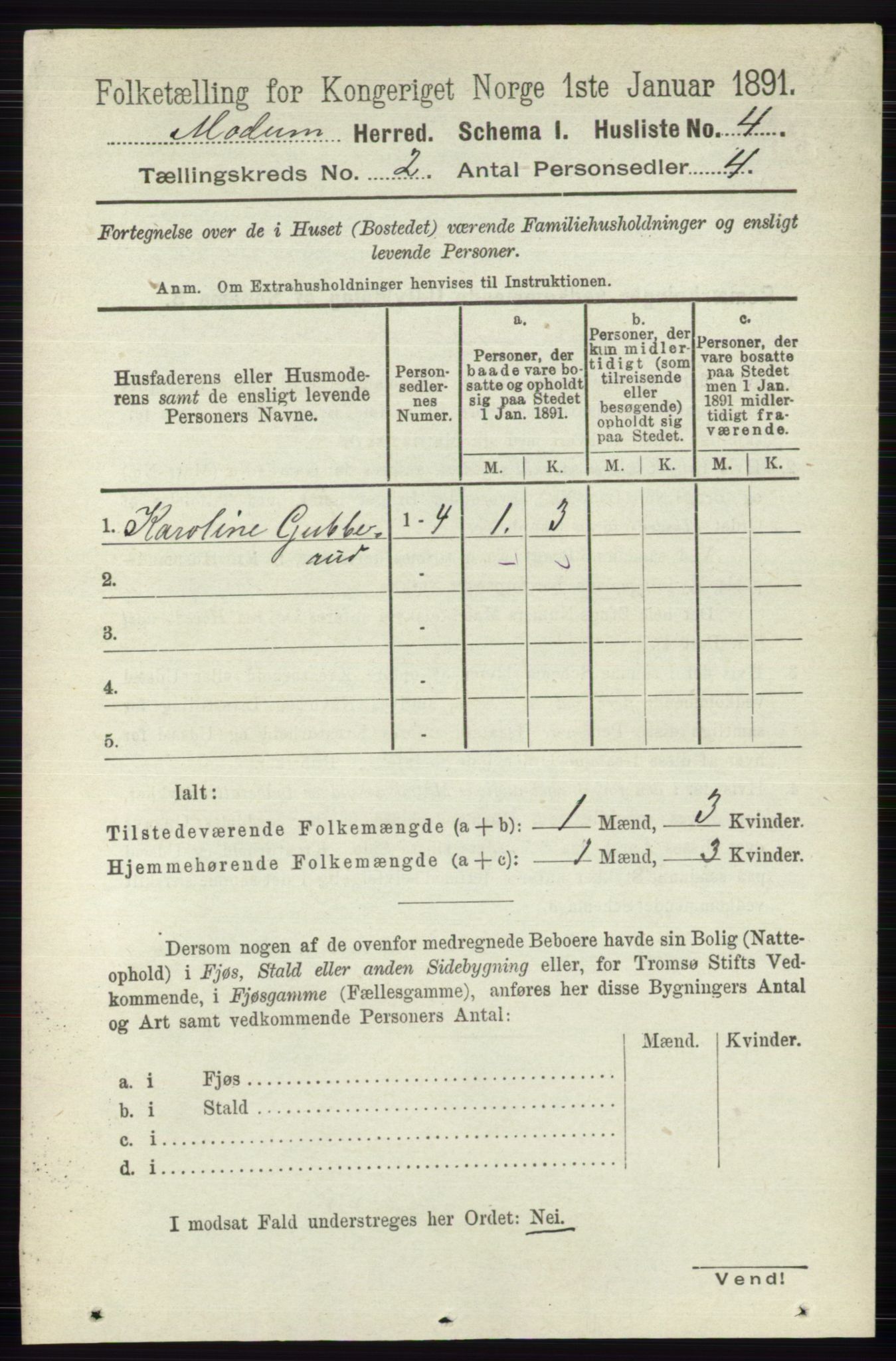 RA, 1891 census for 0623 Modum, 1891, p. 436