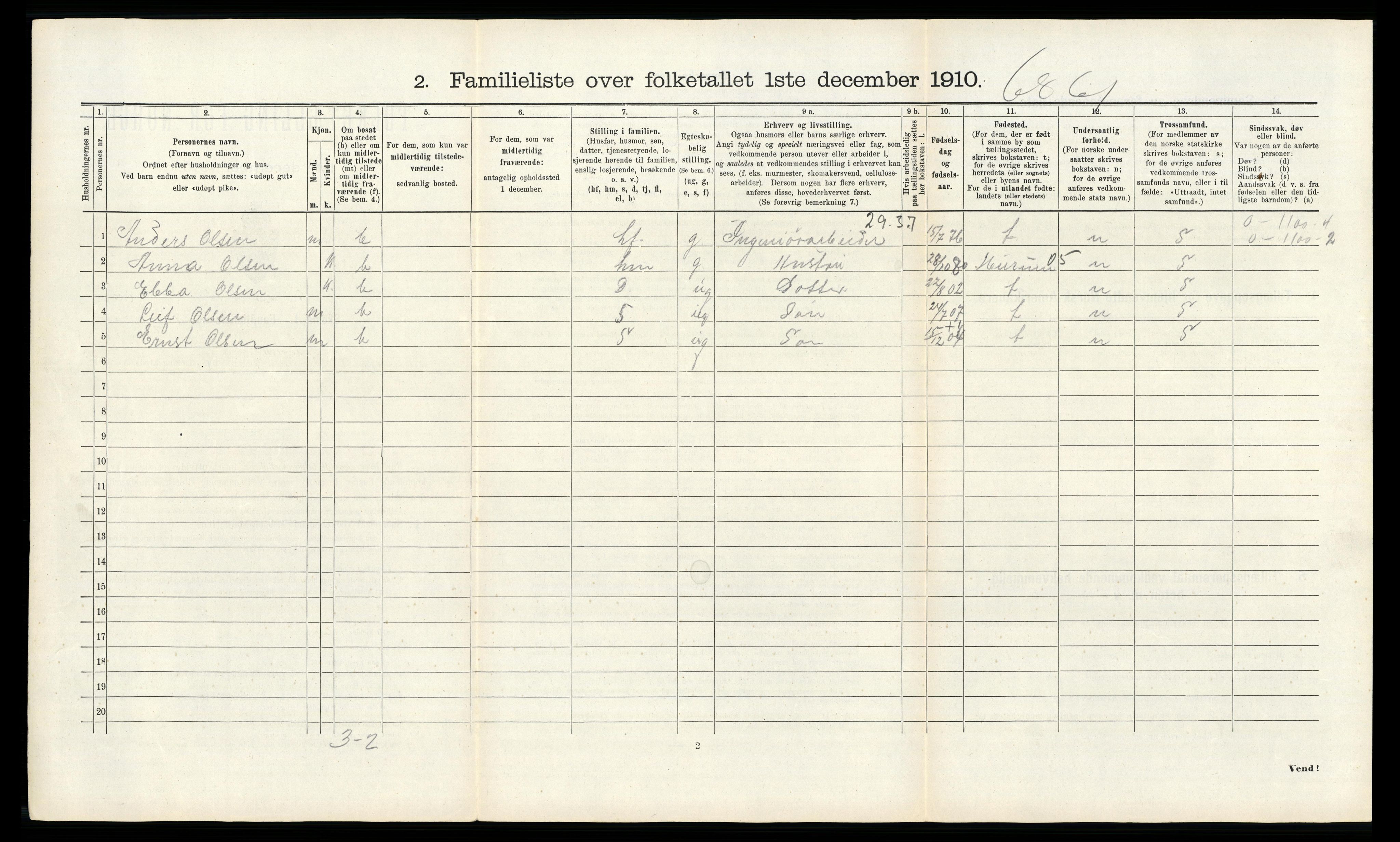 RA, 1910 census for Horten, 1910, p. 5773