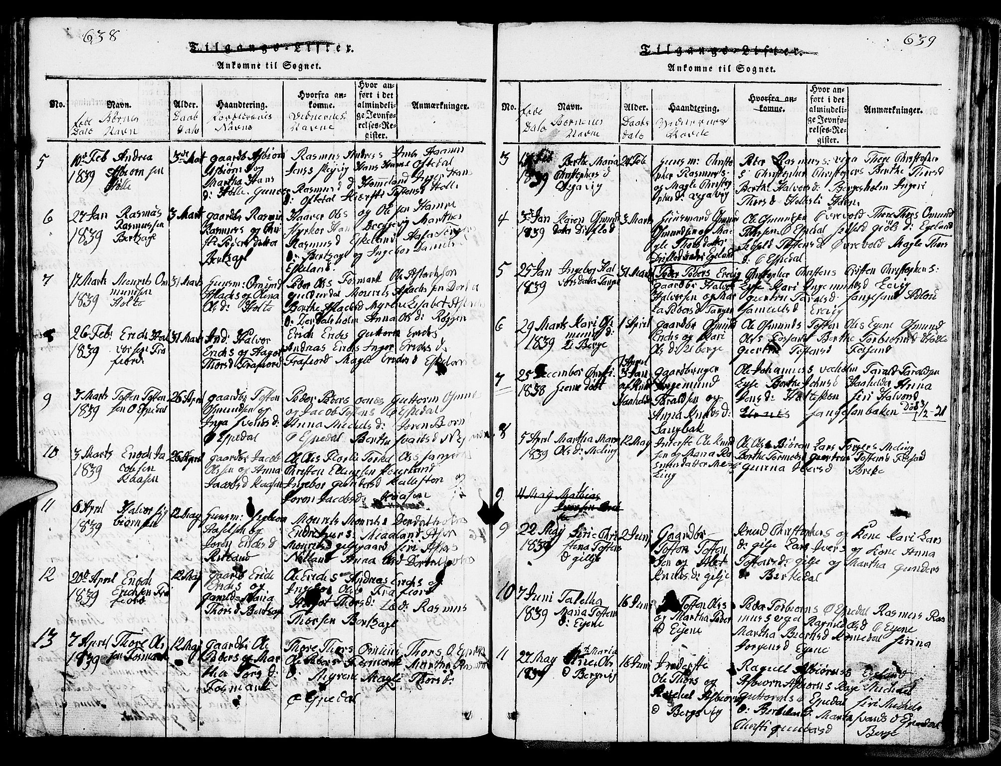 Strand sokneprestkontor, SAST/A-101828/H/Ha/Hab/L0002: Parish register (copy) no. B 2, 1816-1854, p. 638-639