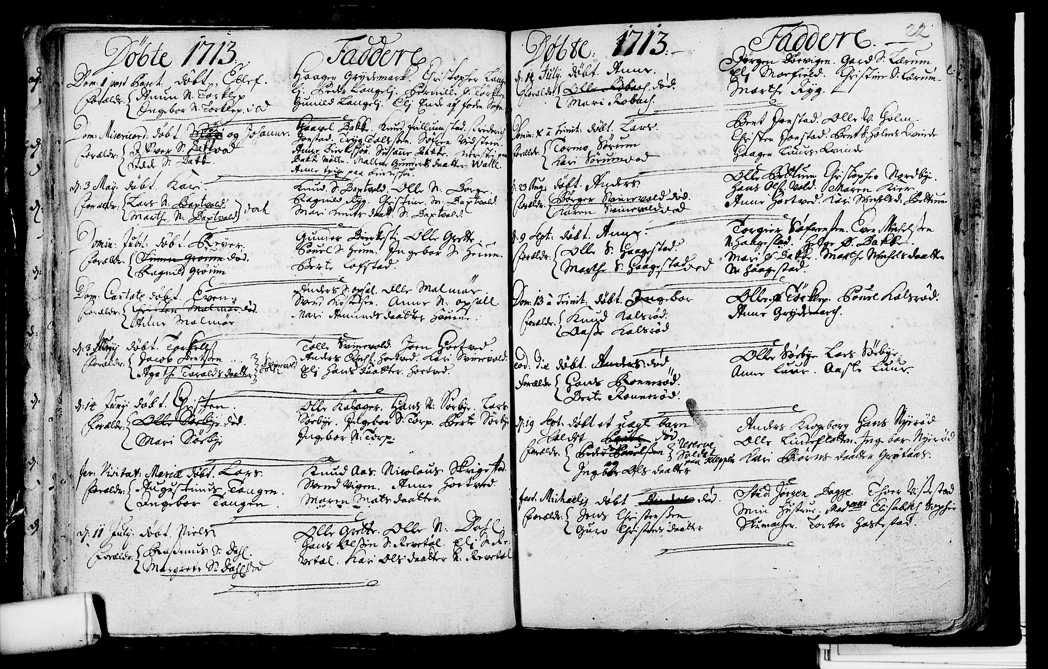 Våle kirkebøker, SAKO/A-334/F/Fa/L0002: Parish register (official) no. I 2, 1705-1732, p. 22