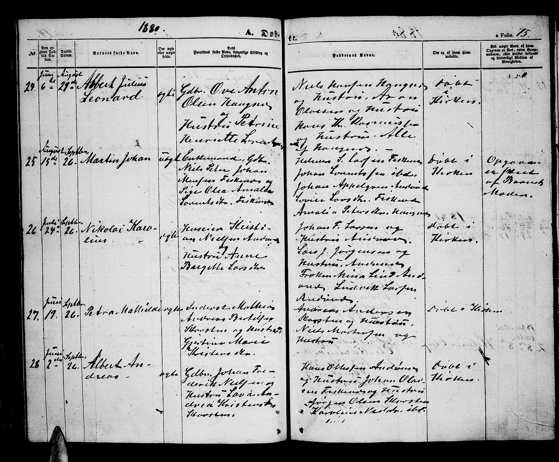 Ministerialprotokoller, klokkerbøker og fødselsregistre - Nordland, SAT/A-1459/899/L1447: Parish register (copy) no. 899C02, 1855-1886, p. 75