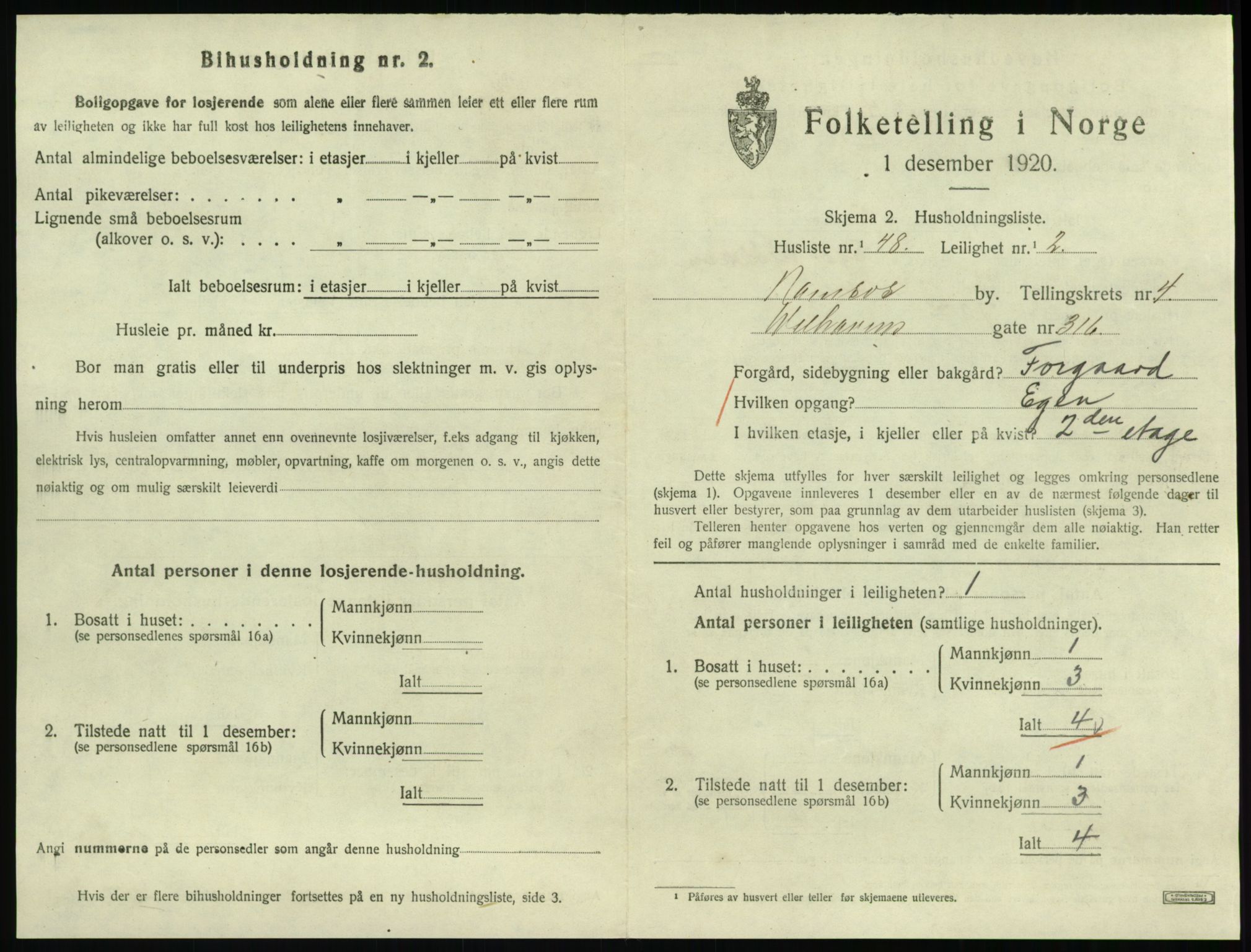 SAT, 1920 census for Namsos, 1920, p. 1581