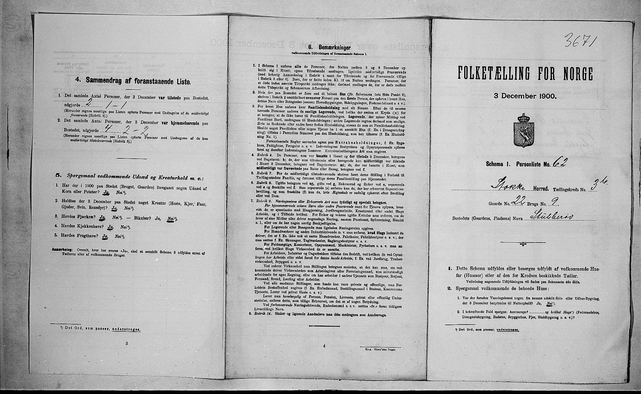 RA, 1900 census for Stokke, 1900, p. 801
