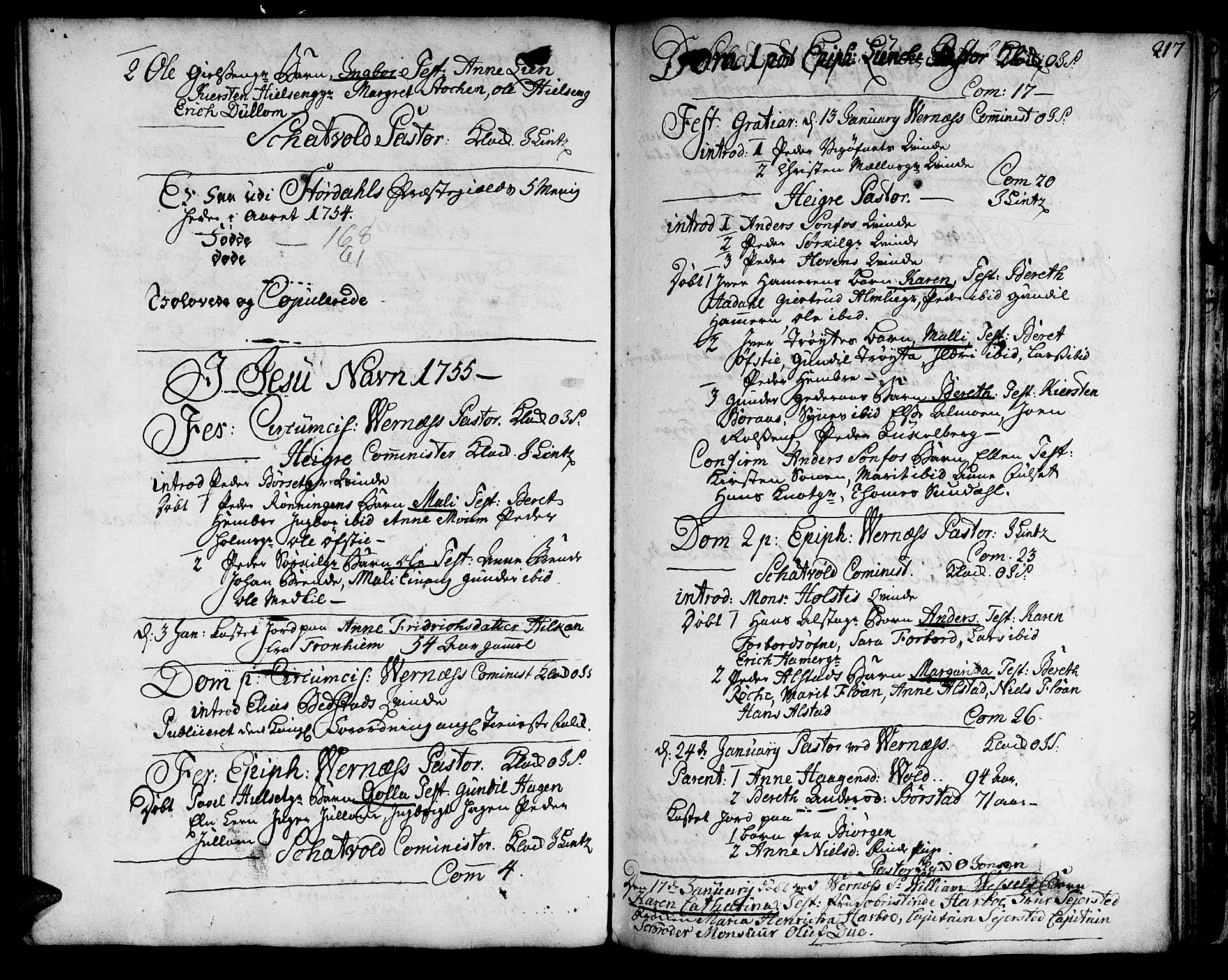 Ministerialprotokoller, klokkerbøker og fødselsregistre - Nord-Trøndelag, SAT/A-1458/709/L0056: Parish register (official) no. 709A04, 1740-1756, p. 217