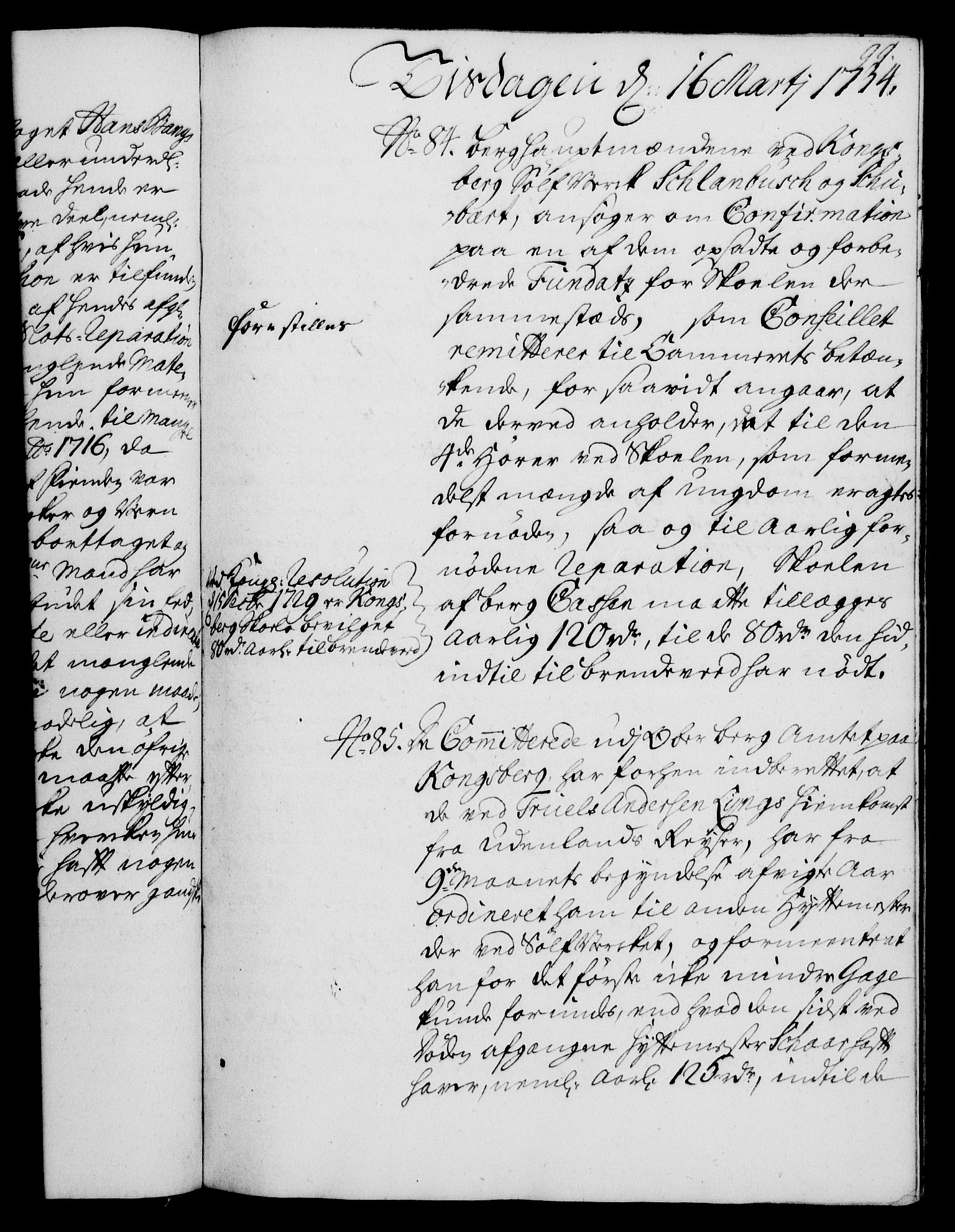 Rentekammeret, Kammerkanselliet, RA/EA-3111/G/Gh/Gha/L0016: Norsk ekstraktmemorialprotokoll (merket RK 53.61), 1734-1735, p. 99